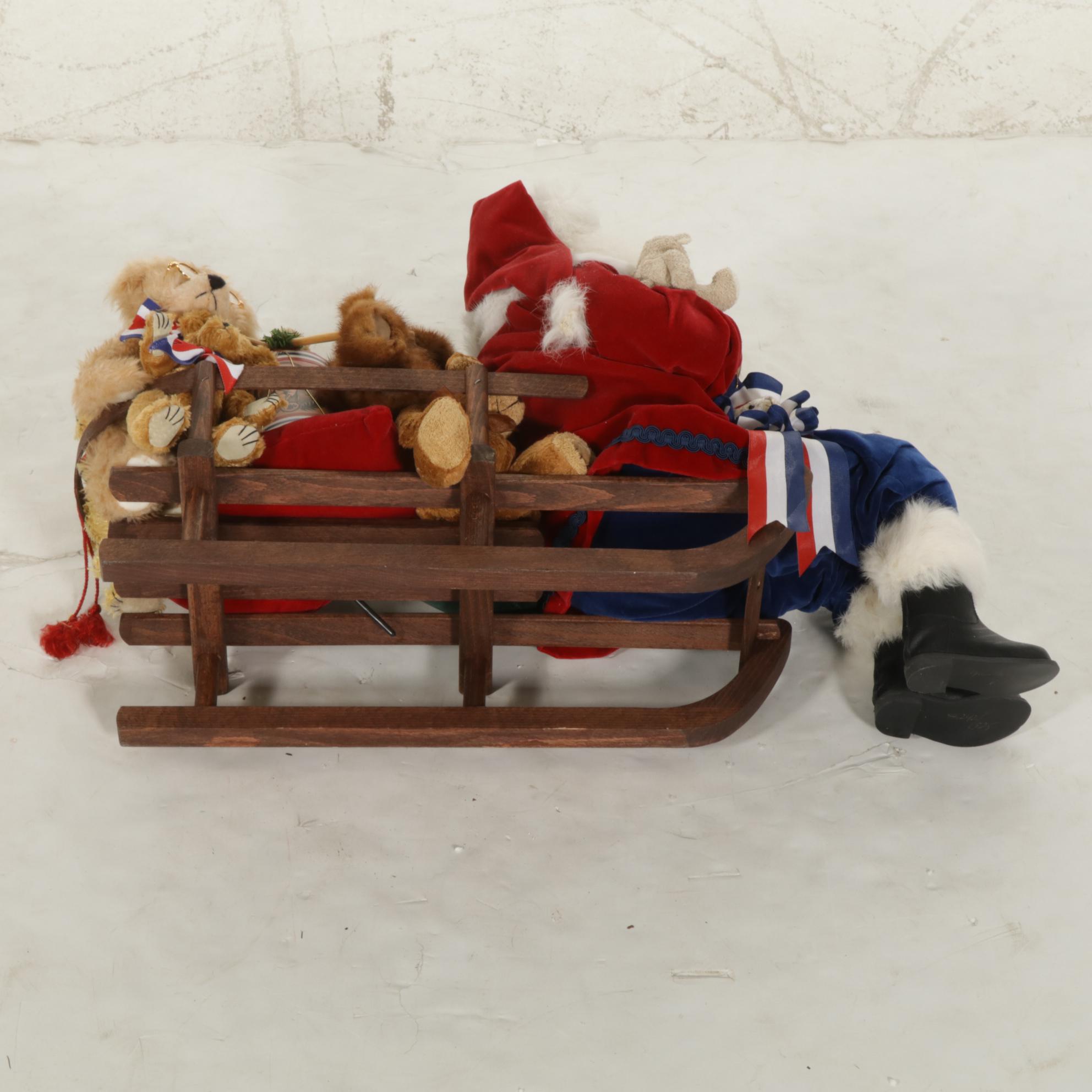 Lynn Haney Signed Limited Edition Santa with Sled and Bears Figural Group