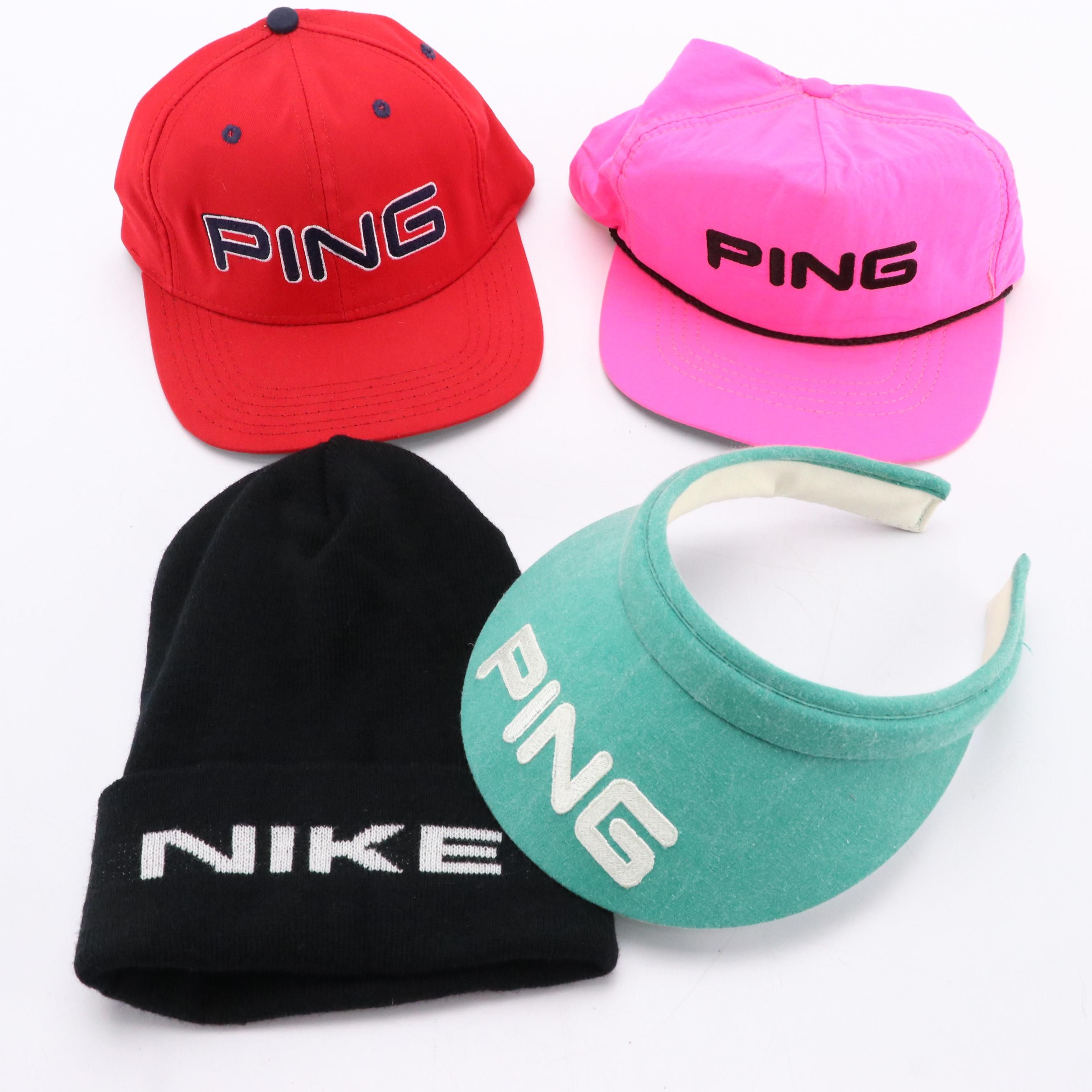 Nike Knit Beanie with PING Logo Ball Caps and Visor