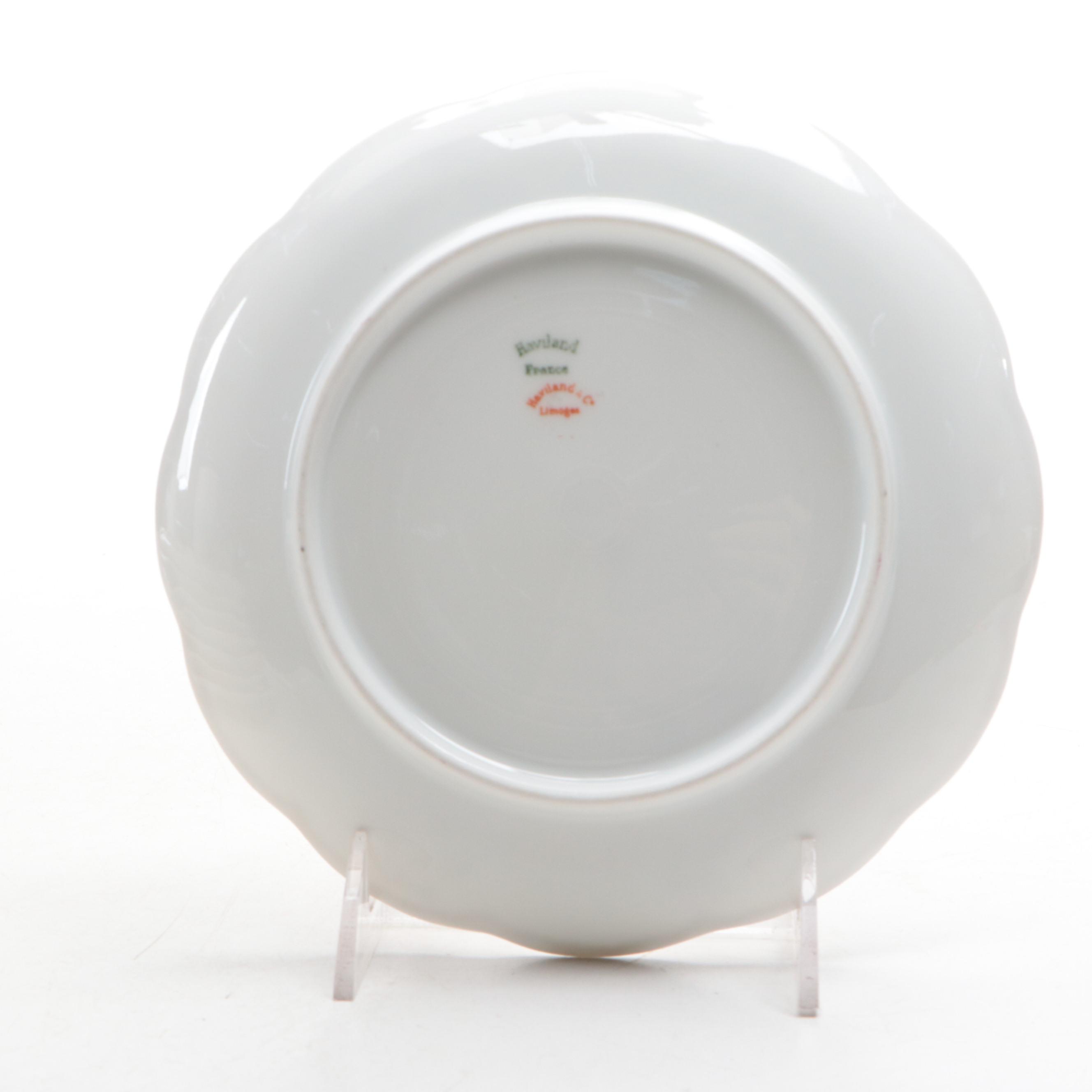 Haviland Limoges Gilt Porcelain Scalloped Plates, Mid to Late 20th Century