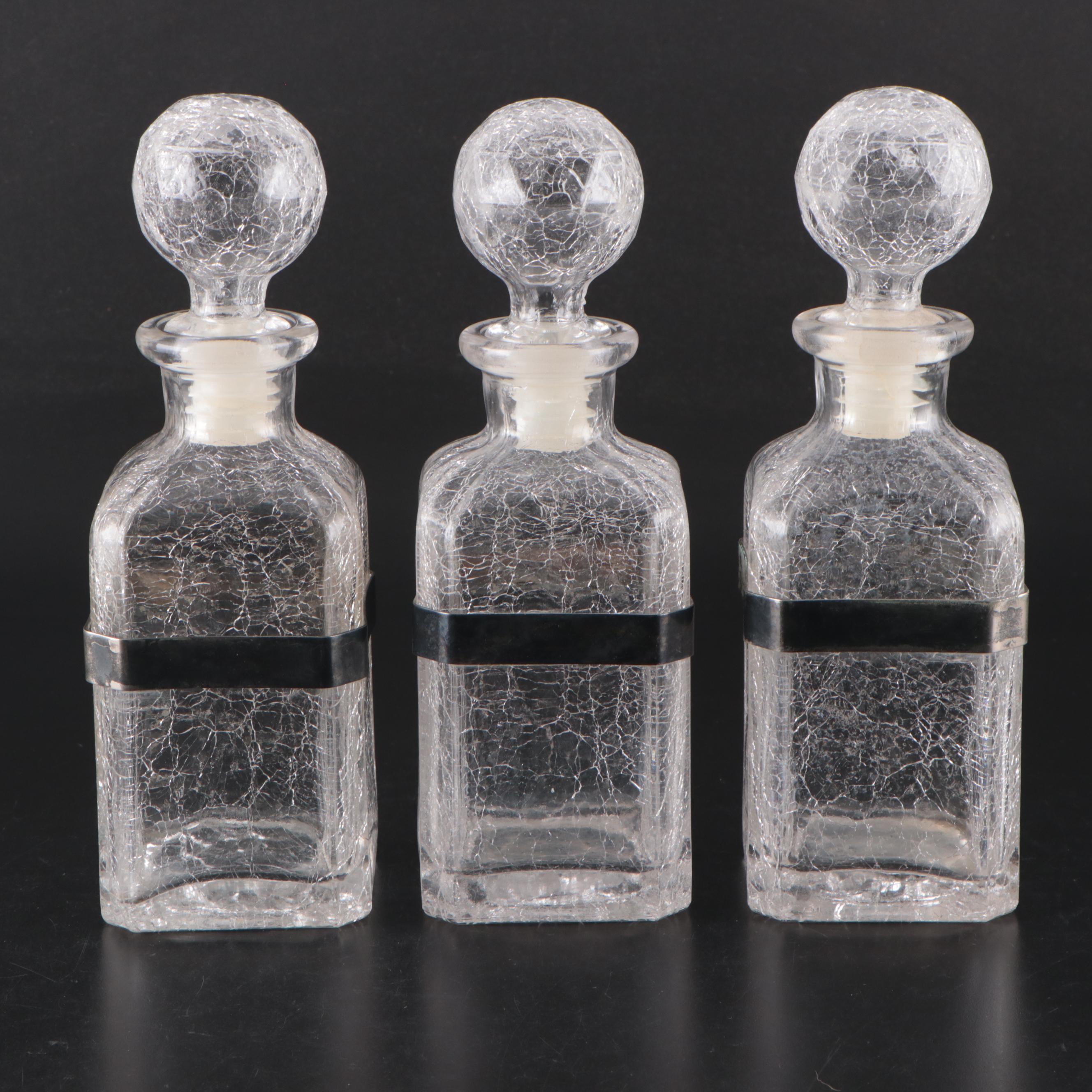Crackle Glass Decanets with American Brilliant Style Glass Lowballs