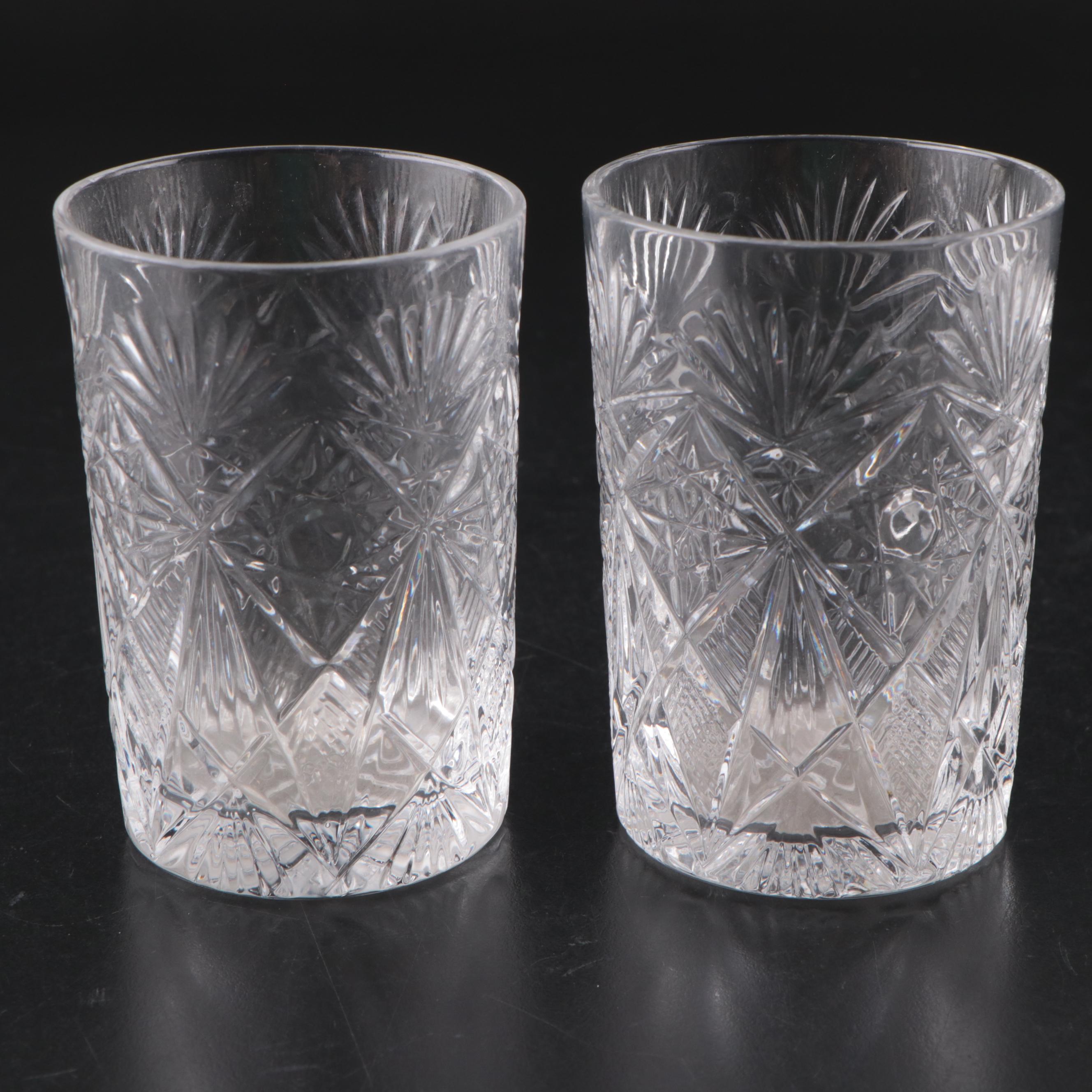 Crackle Glass Decanets with American Brilliant Style Glass Lowballs