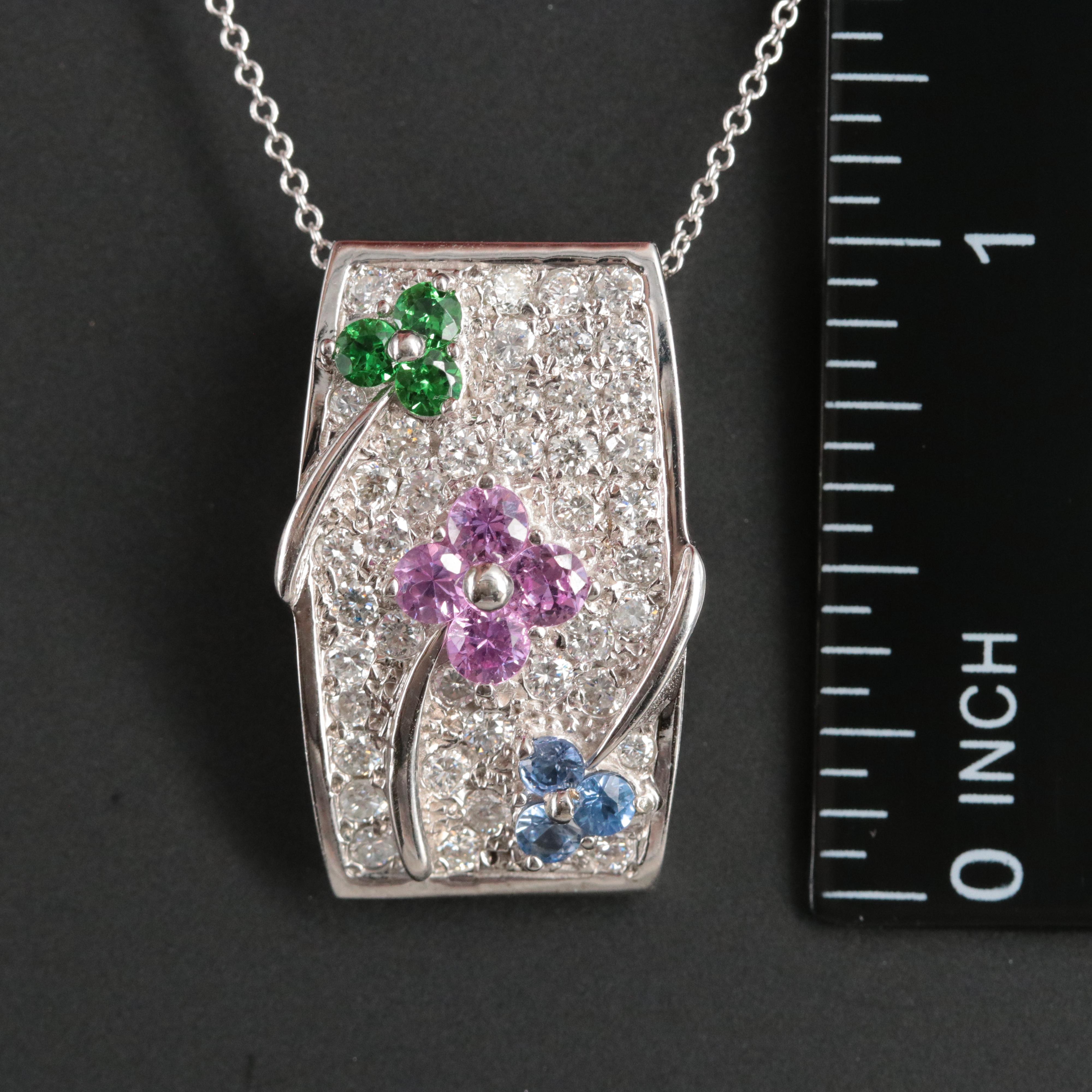 Le Vian 14K 1.02 CTW Diamond, Sapphire, Pink Sapphire and Tsavorite Necklace