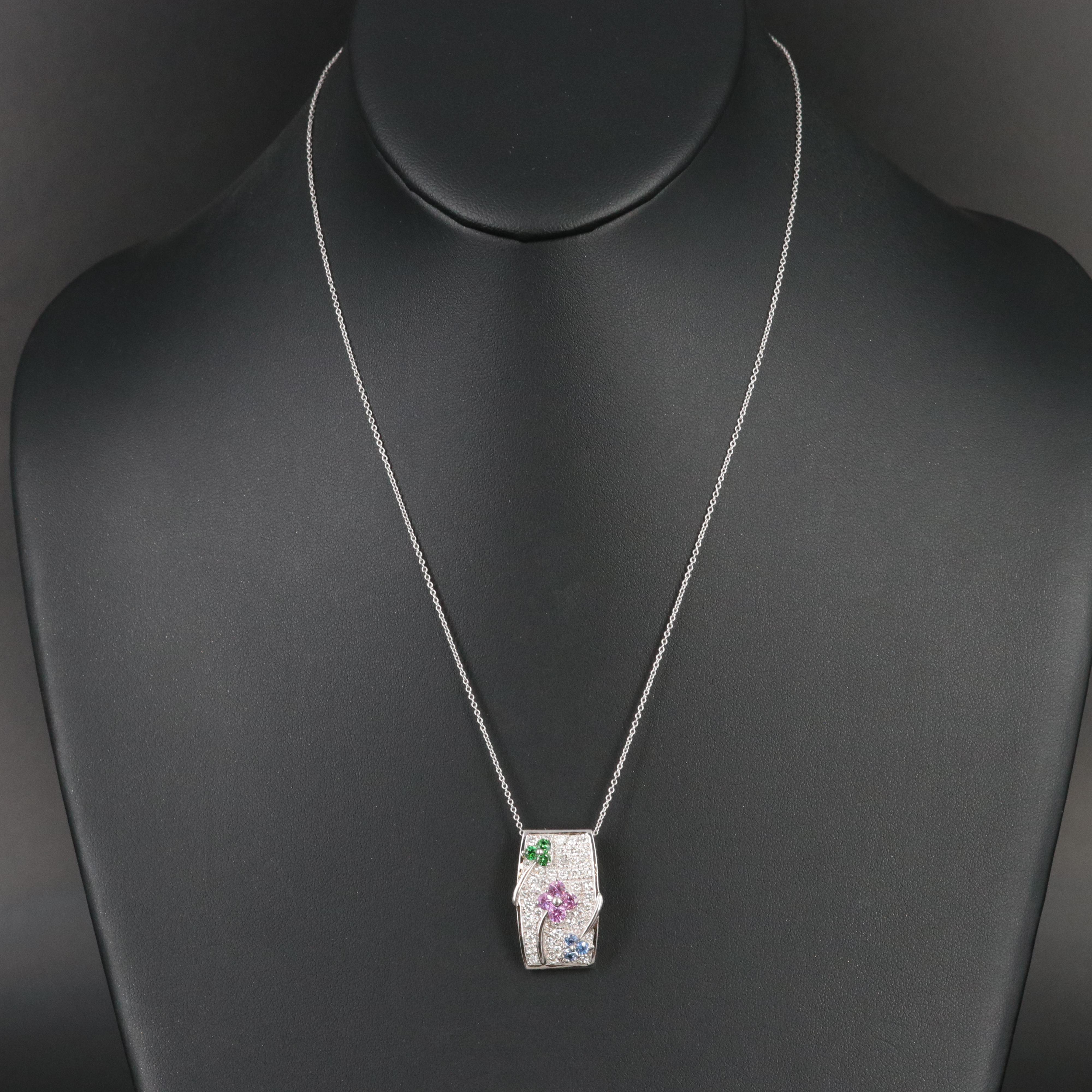 Le Vian 14K 1.02 CTW Diamond, Sapphire, Pink Sapphire and Tsavorite Necklace
