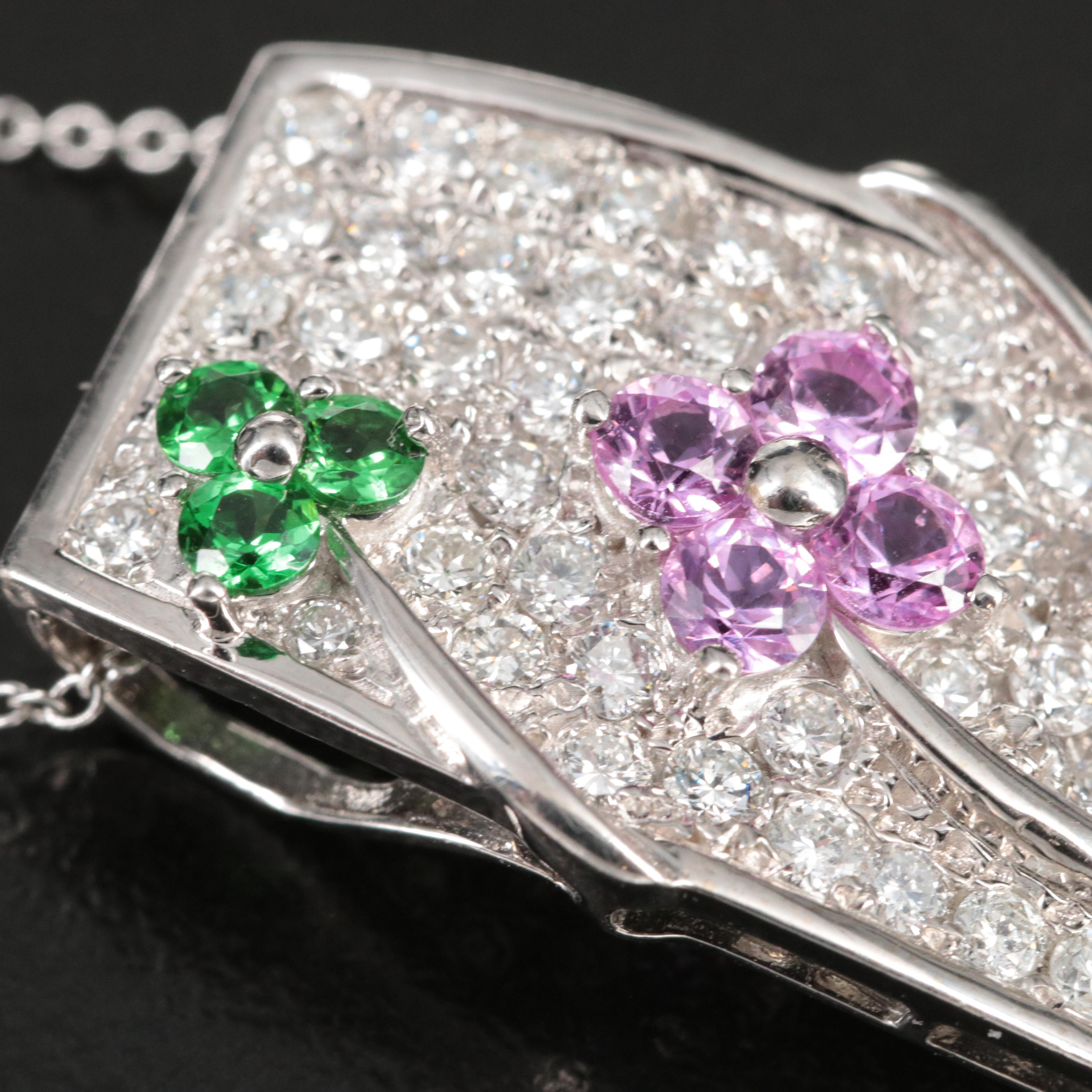 Le Vian 14K 1.02 CTW Diamond, Sapphire, Pink Sapphire and Tsavorite Necklace