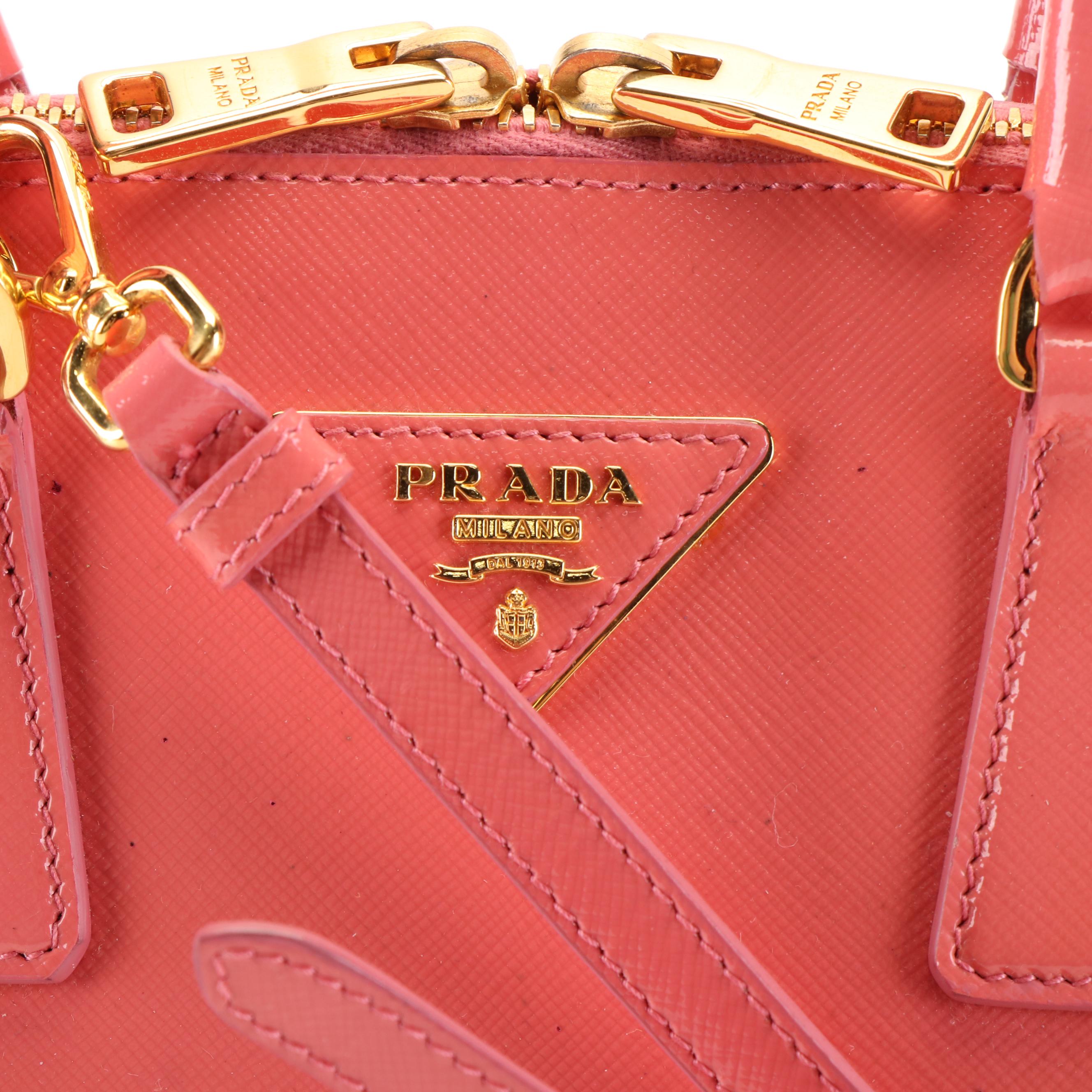 Prada Dome Bag in Begonia Patent Saffiano Leather