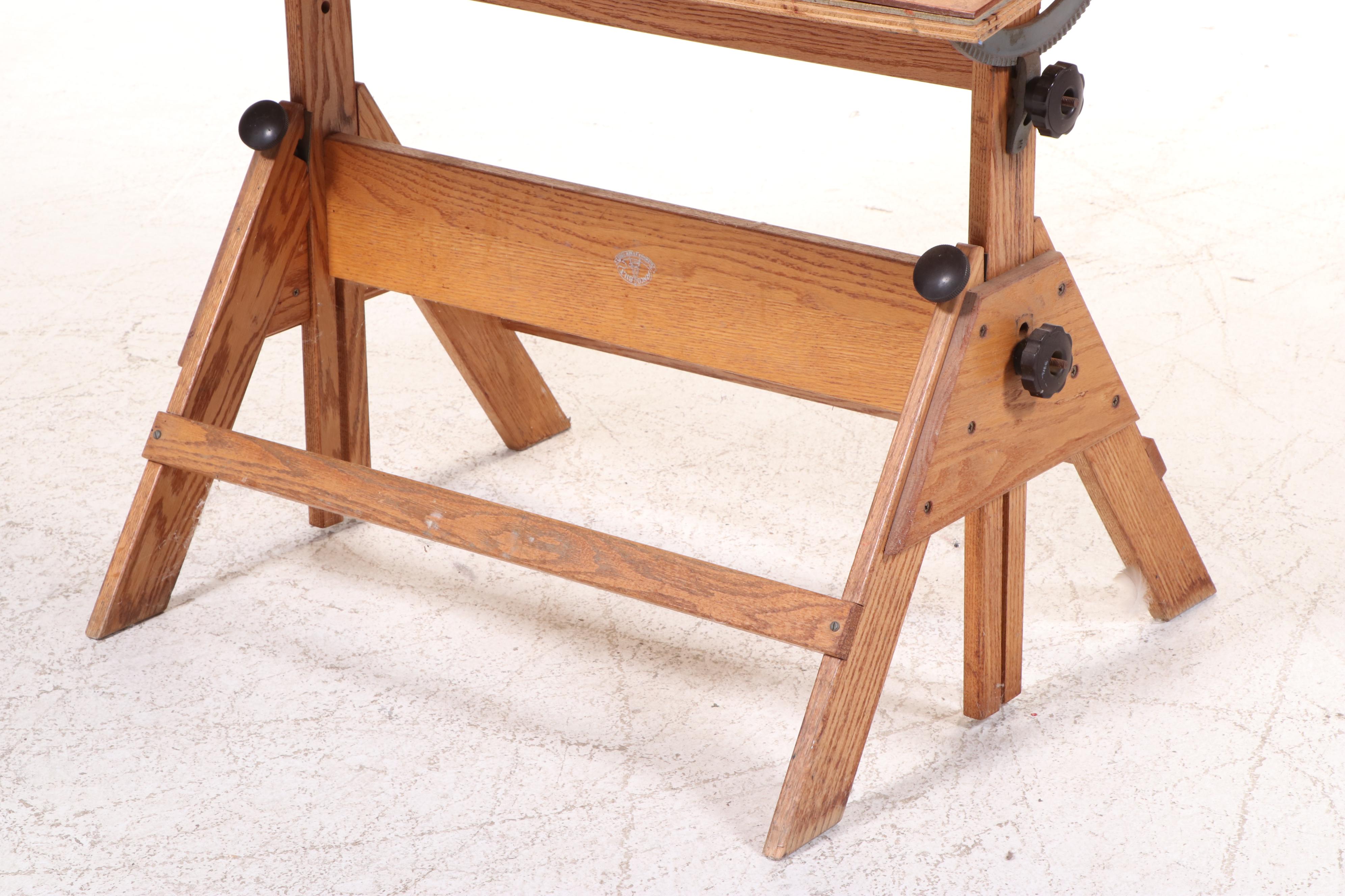 Anco Bilt Industrial Style Wood and Metal Drafting Table with Adjustable Lamp