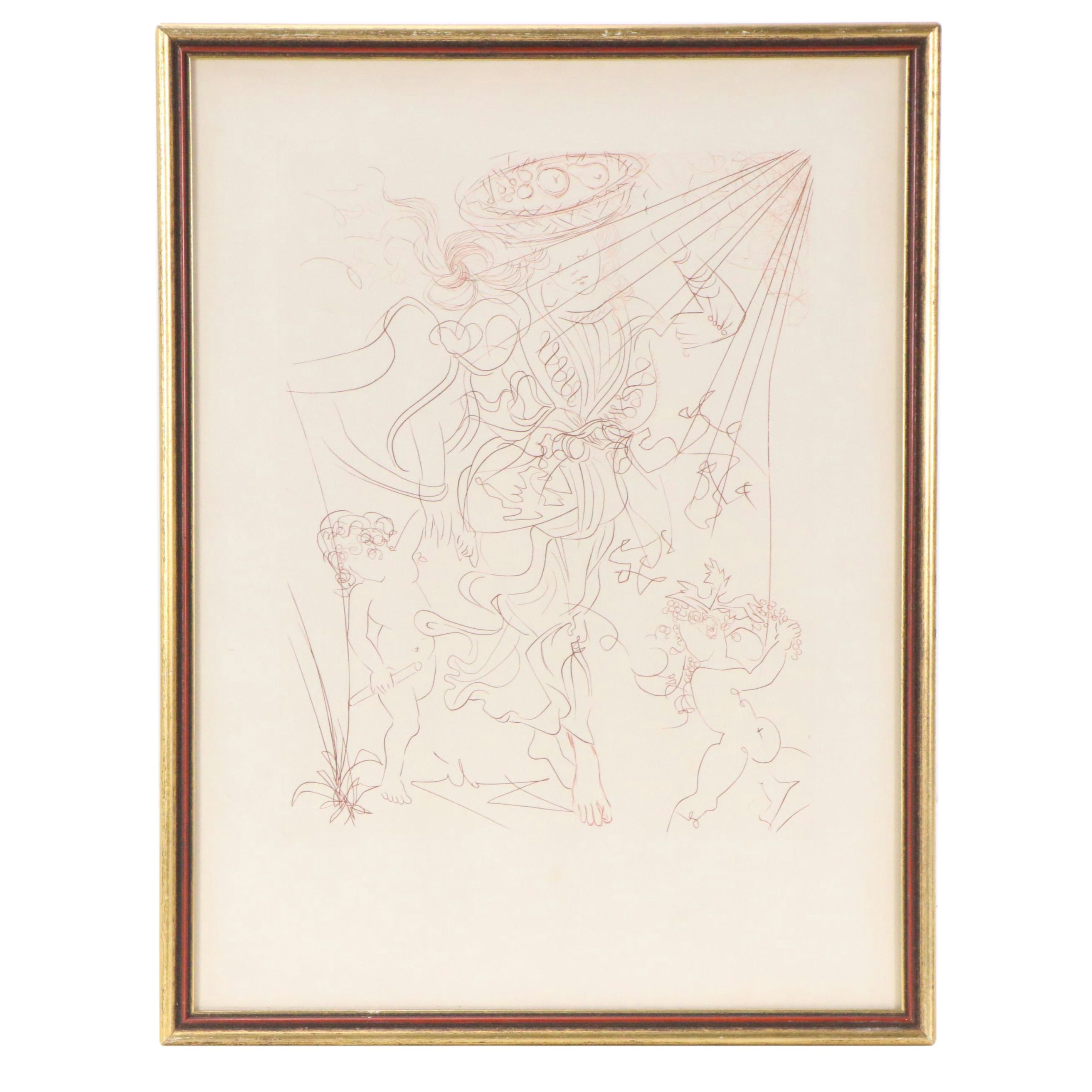 Salvador Dalí Restrike Sanguine Etching "Autumn"