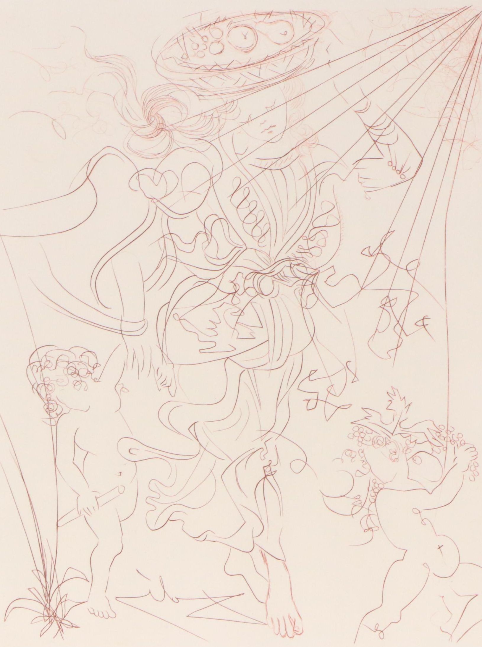 Salvador Dalí Restrike Sanguine Etching "Autumn"