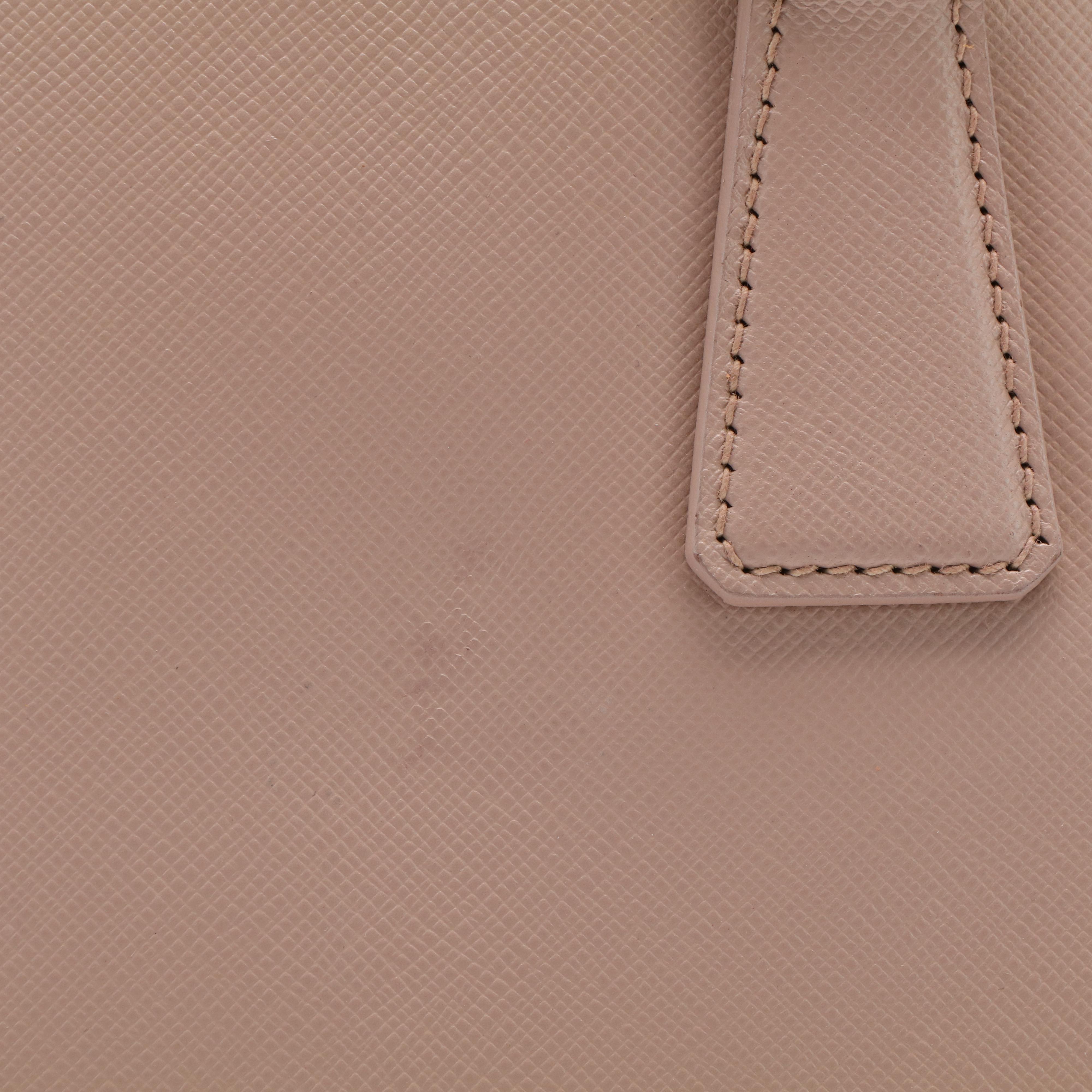 Prada Galleria Double Zip Handbag in Blush Beige Saffiano Leather