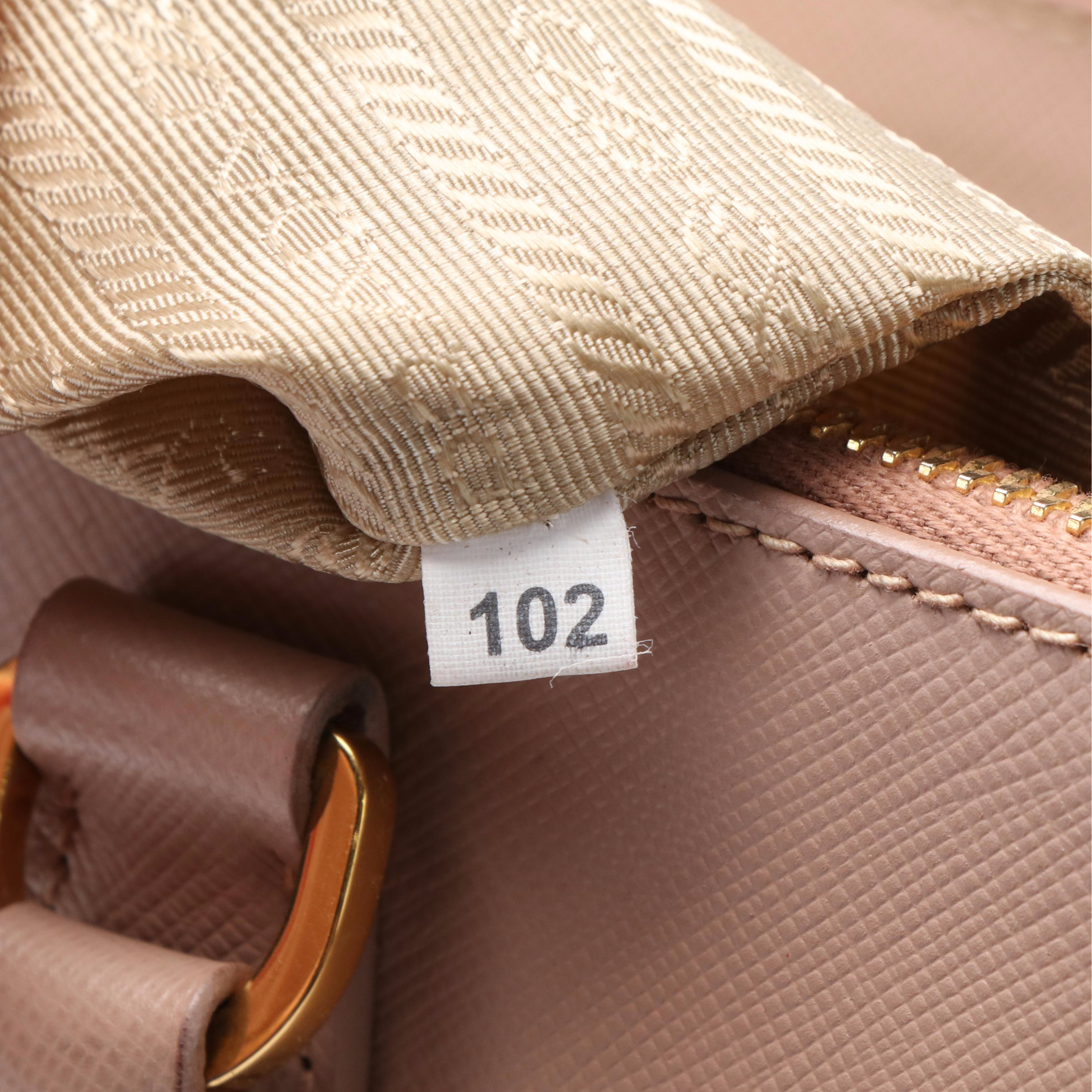 Prada Galleria Double Zip Handbag in Blush Beige Saffiano Leather