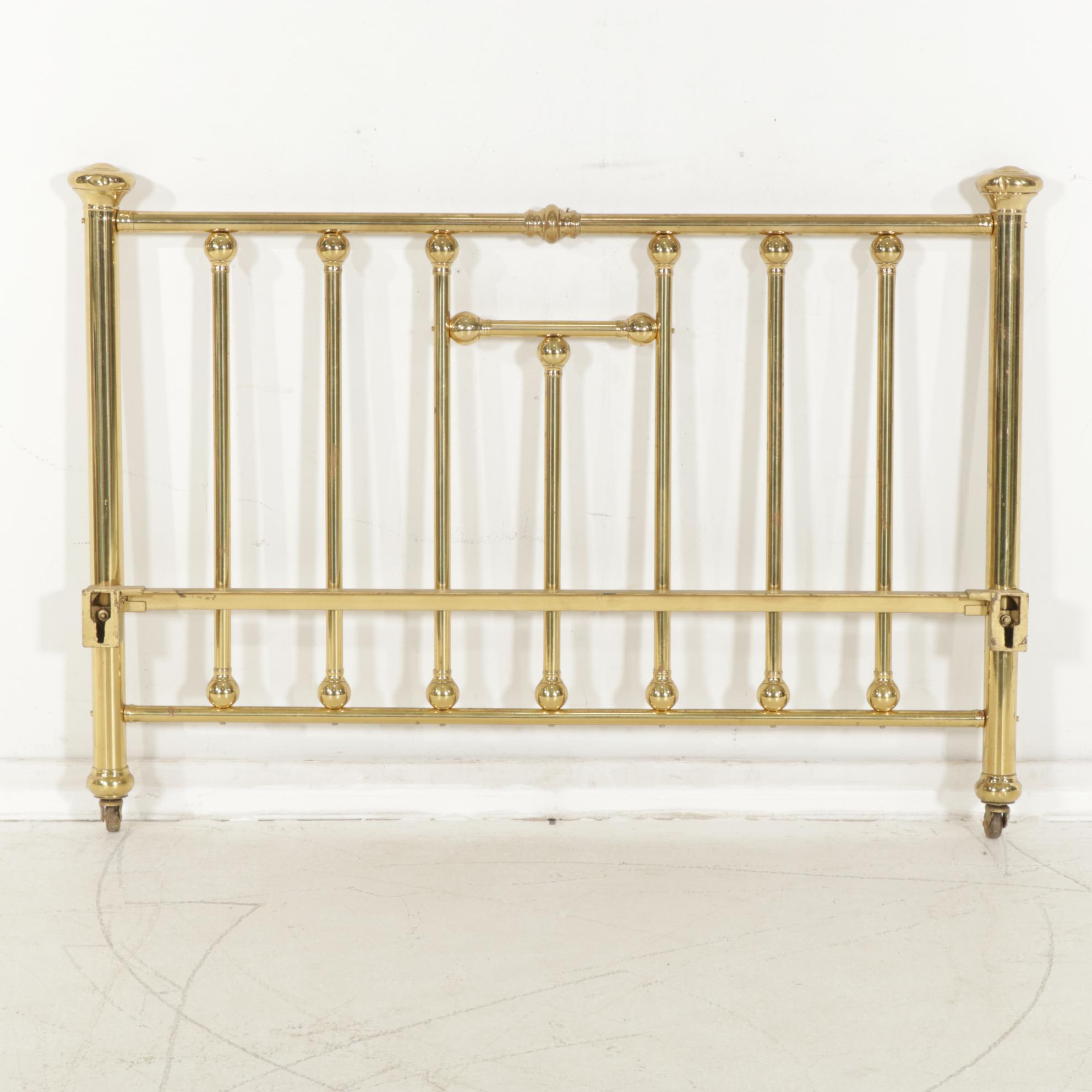 Brass Full Size Headboard and Footboard, Mid 20th Century Everything