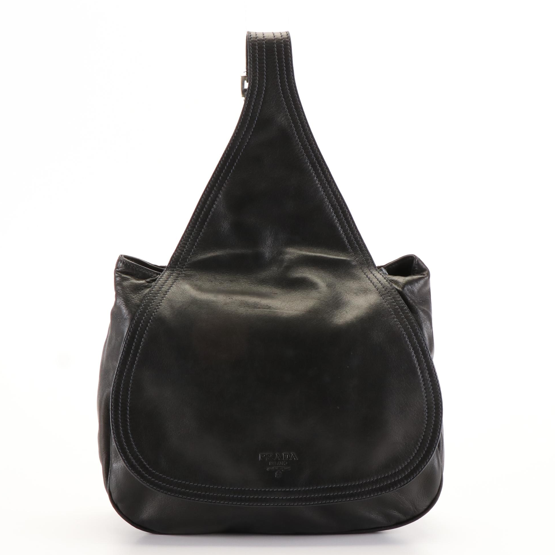 Prada Crossbody Sling Bag in Black Leather