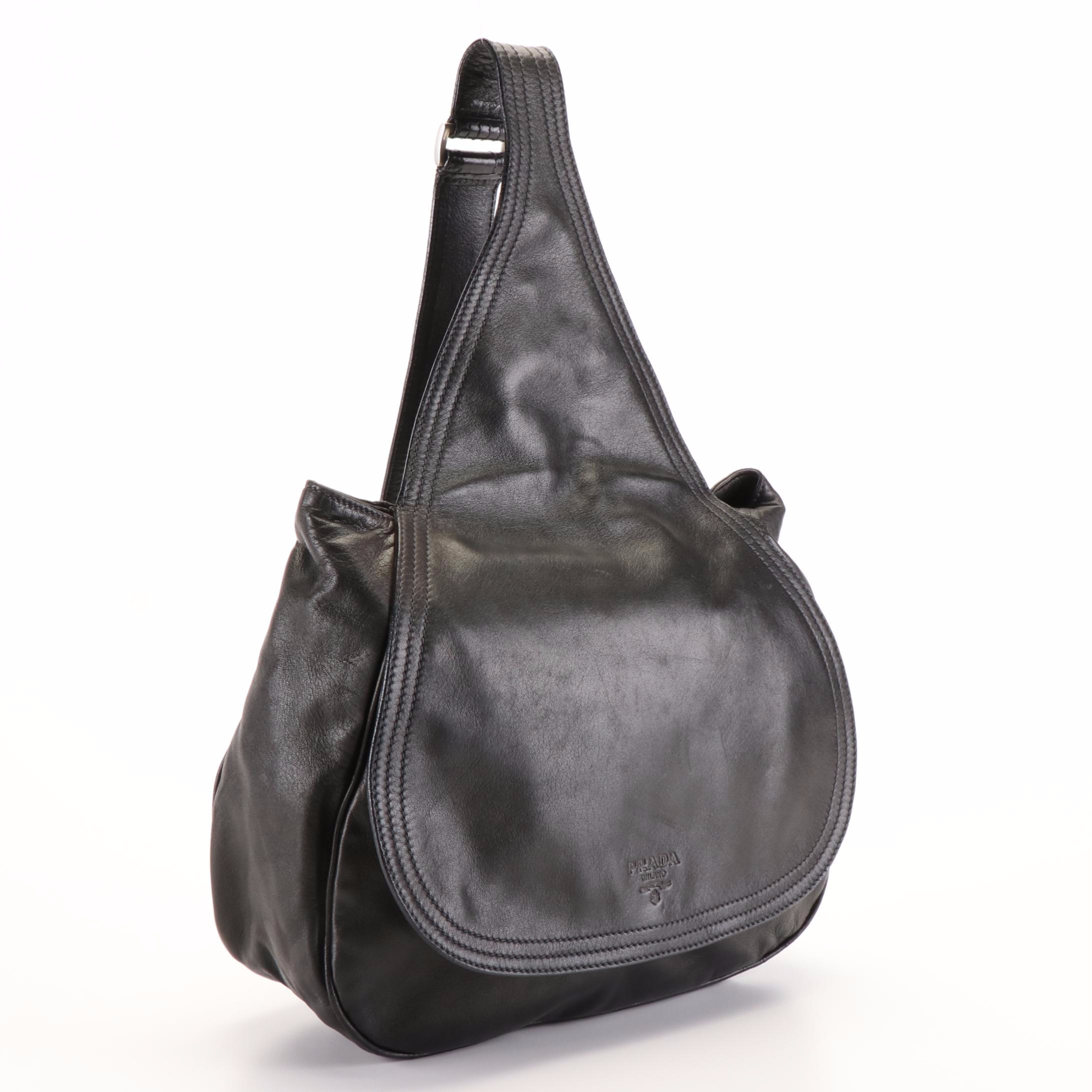 Prada Crossbody Sling Bag in Black Leather