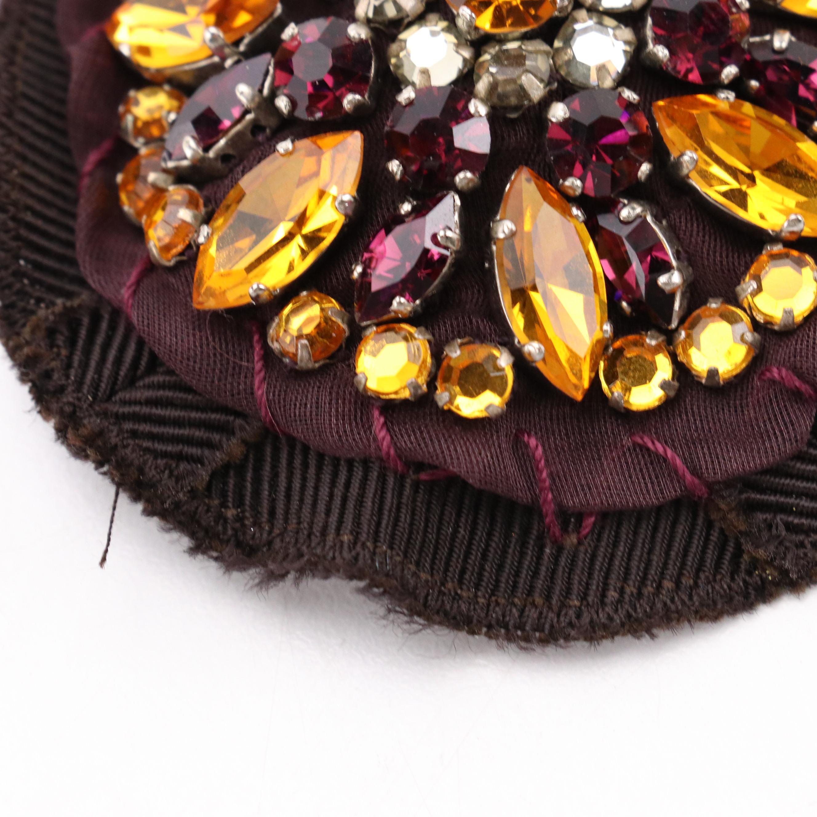 Prada Rhinestone Embellished Grosgrain and Silk Brooch