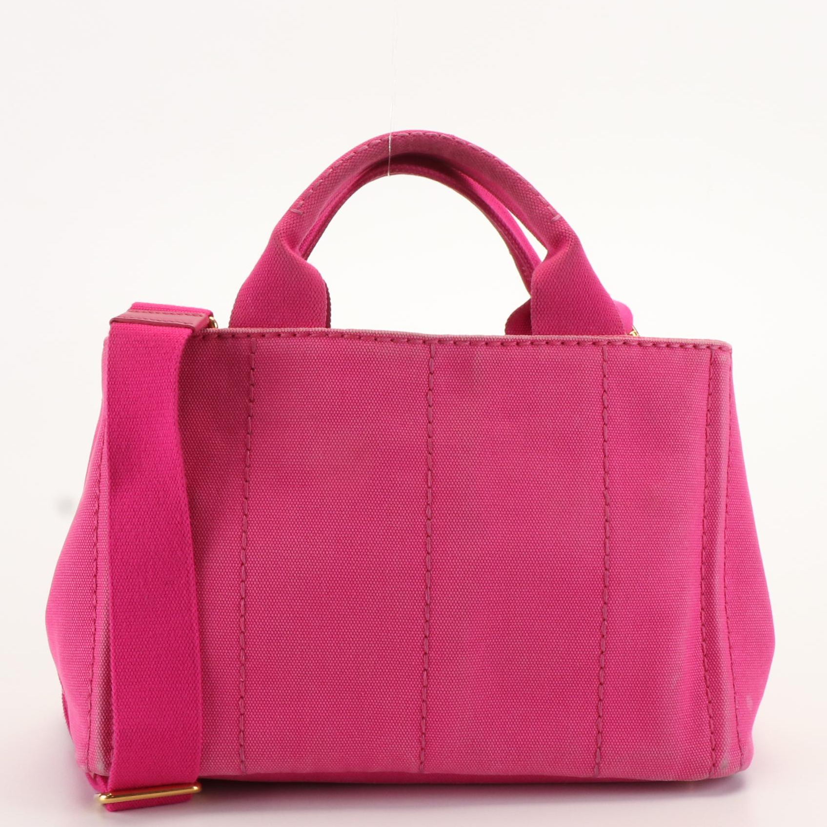 Prada Pink Canapa Log Canvas Tote Bag