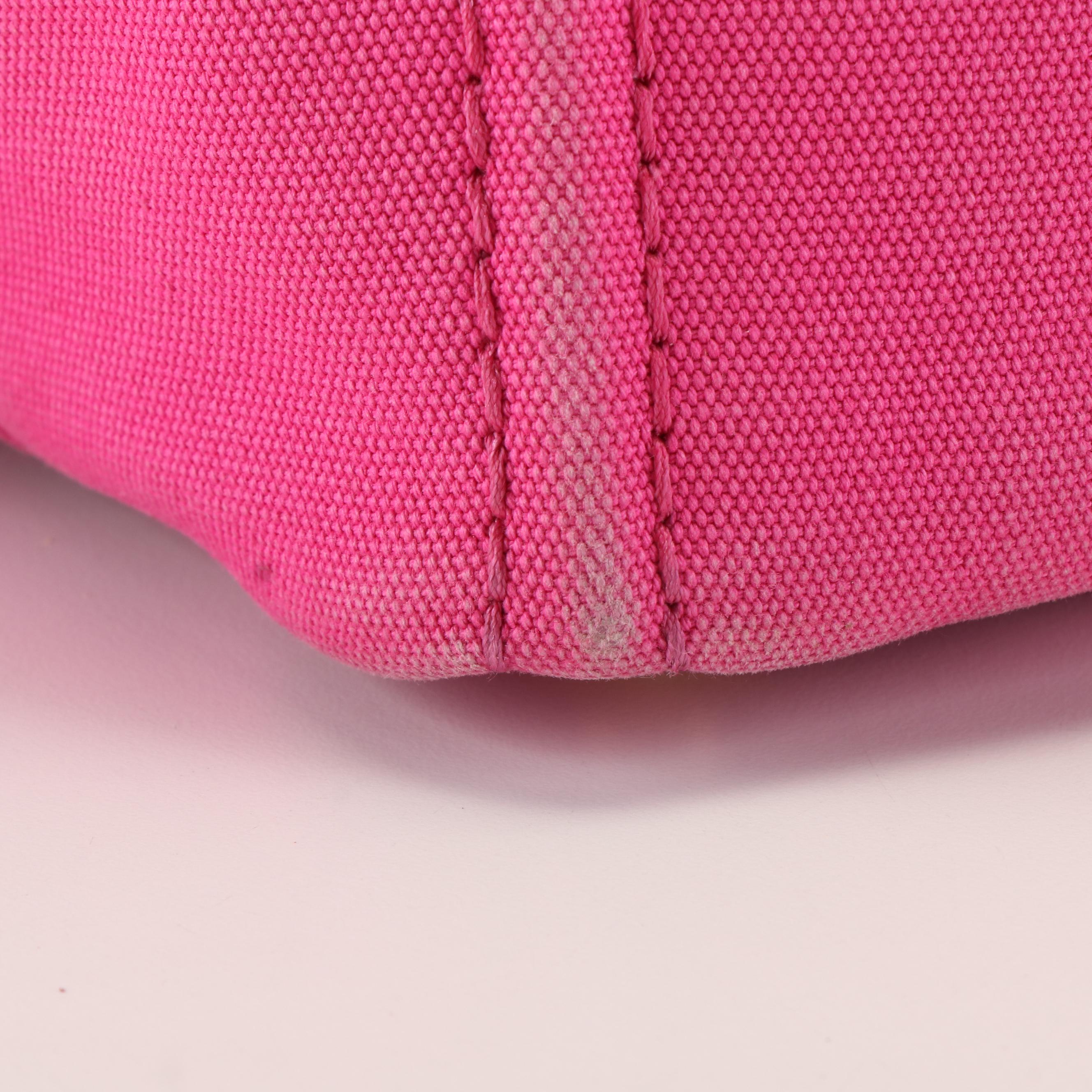 Prada Pink Canapa Log Canvas Tote Bag