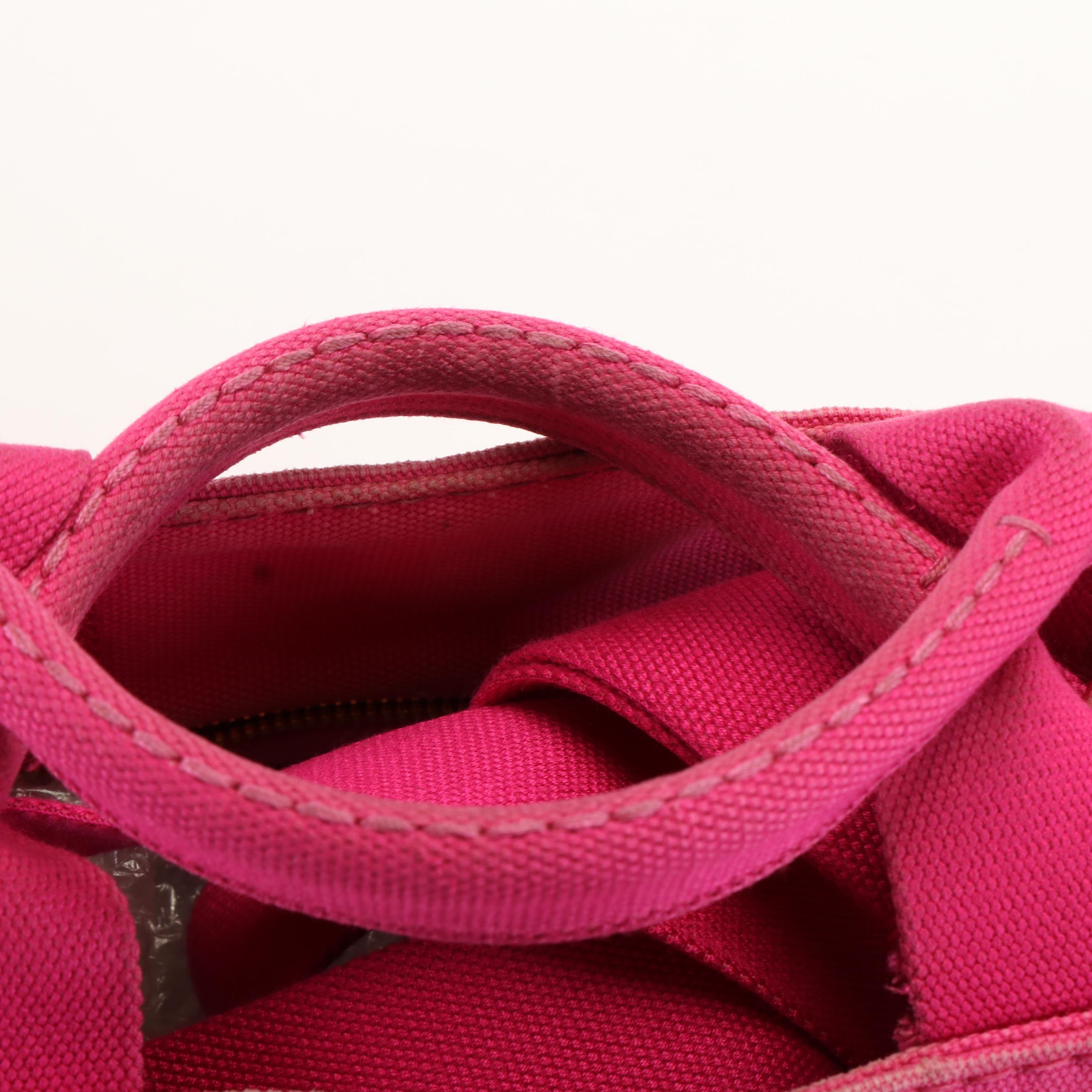 Prada Pink Canapa Log Canvas Tote Bag