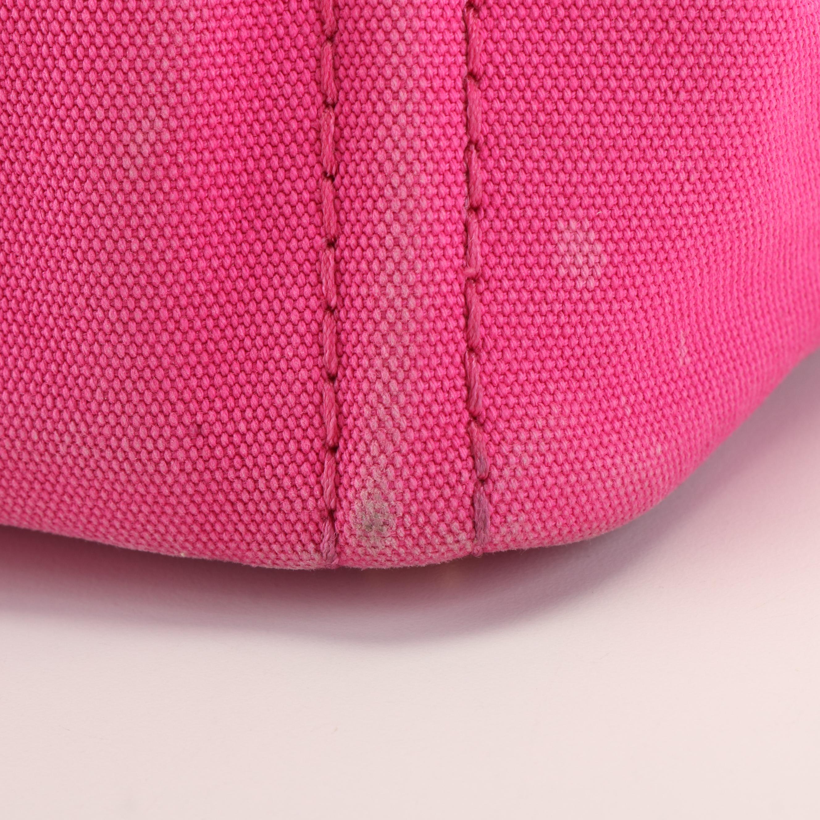 Prada Pink Canapa Log Canvas Tote Bag