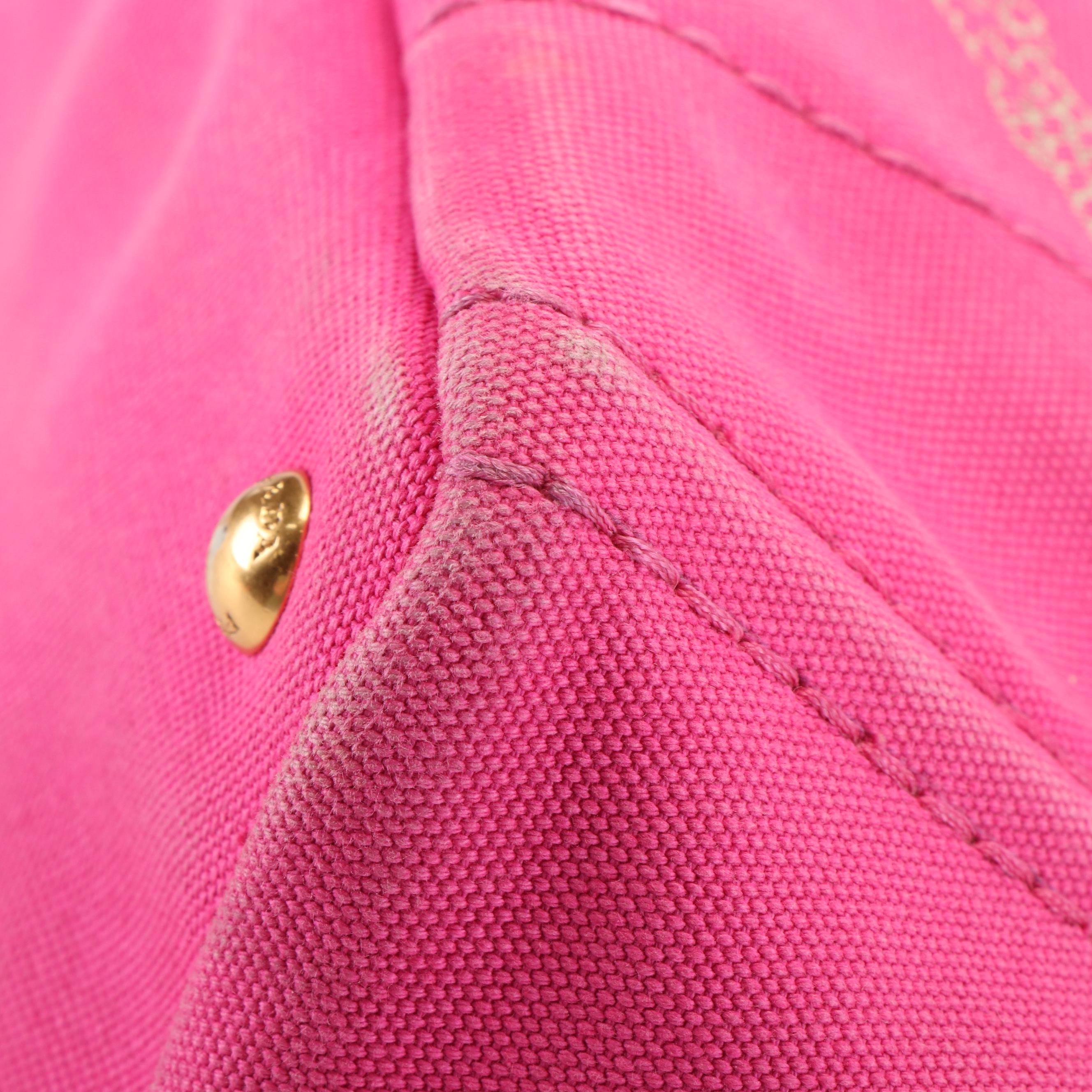 Prada Pink Canapa Log Canvas Tote Bag