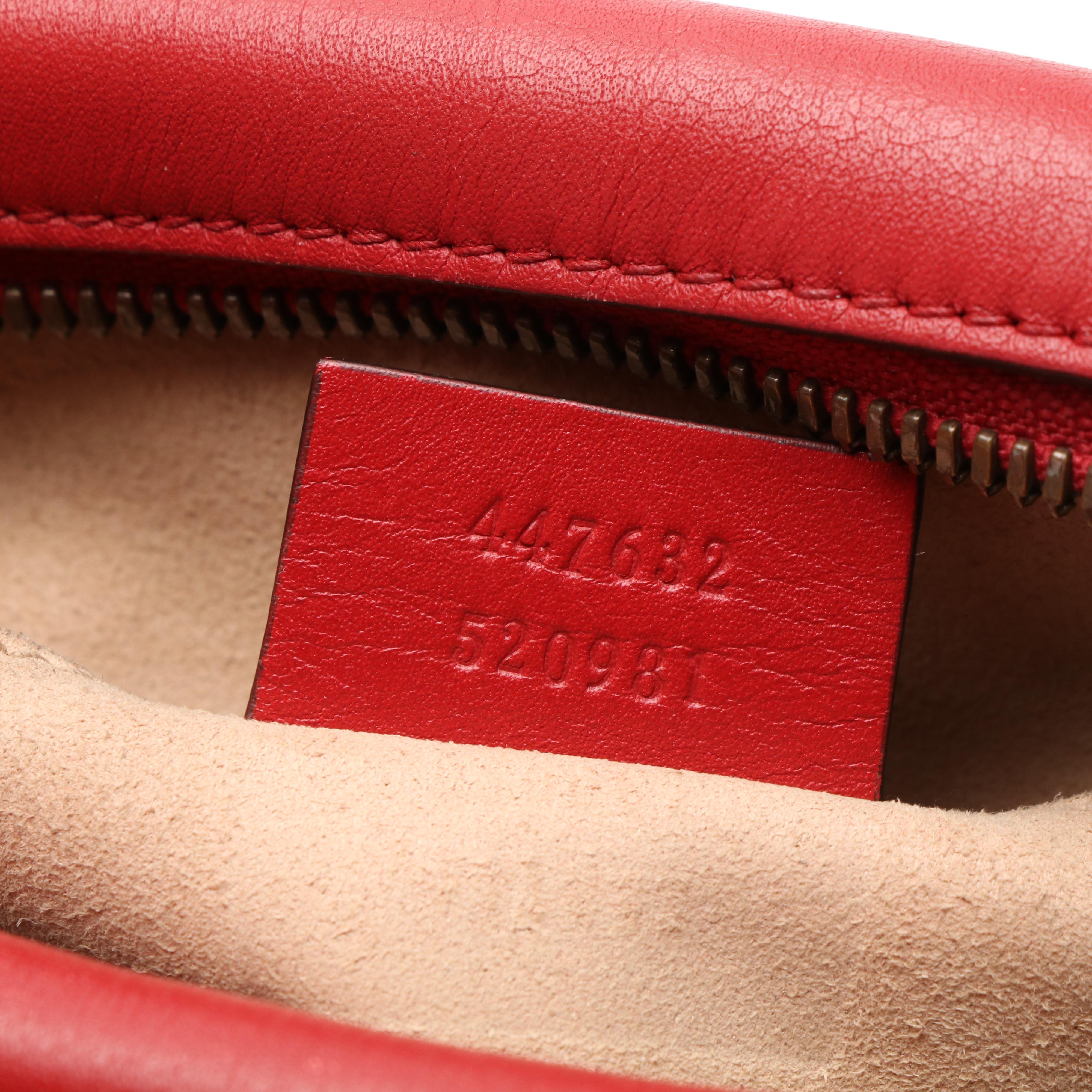 Gucci Marmont GG Hibiscus Red Matelasse Leather Shoulder Bag