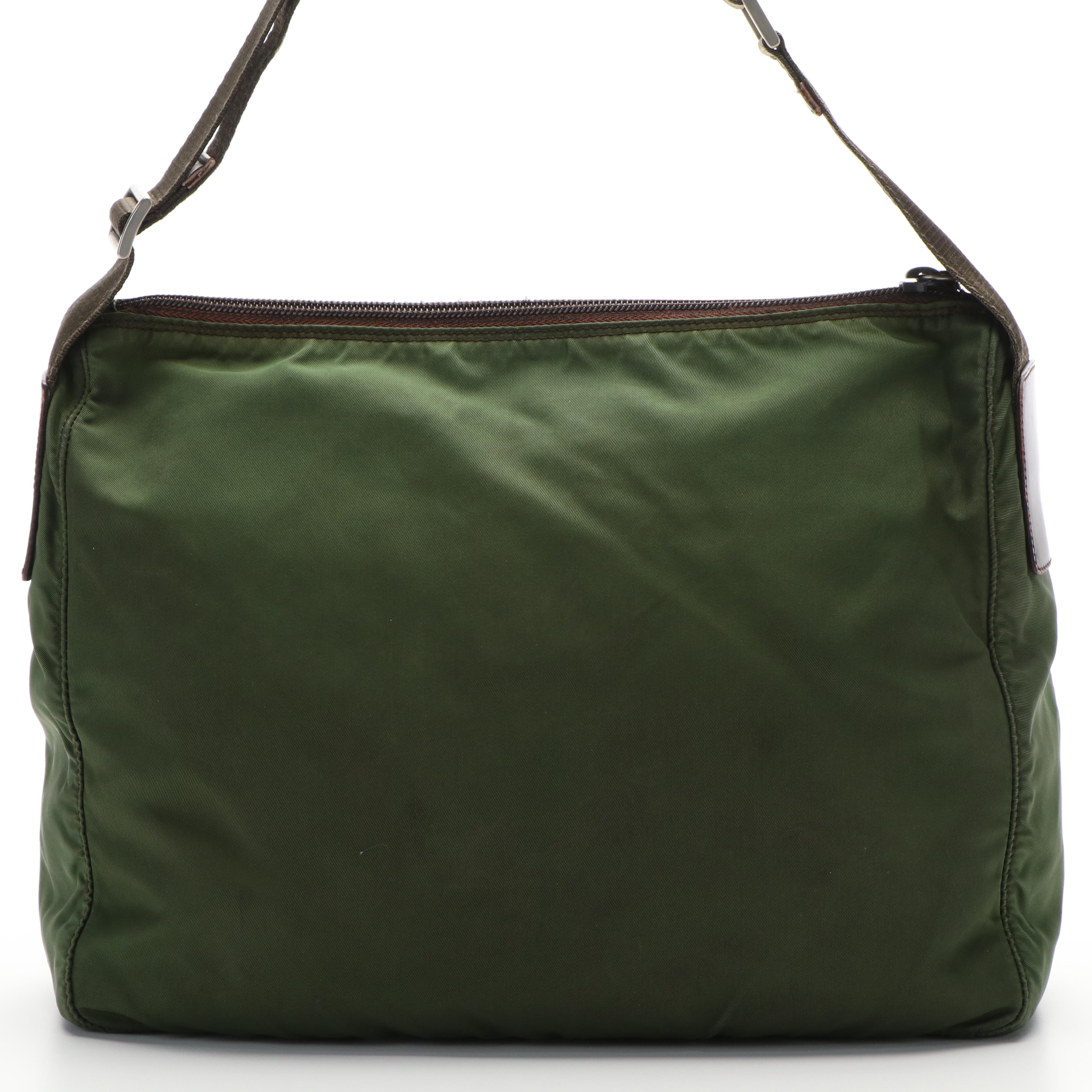 Prada Vela Tessuto Green Nylon Messenger Bag