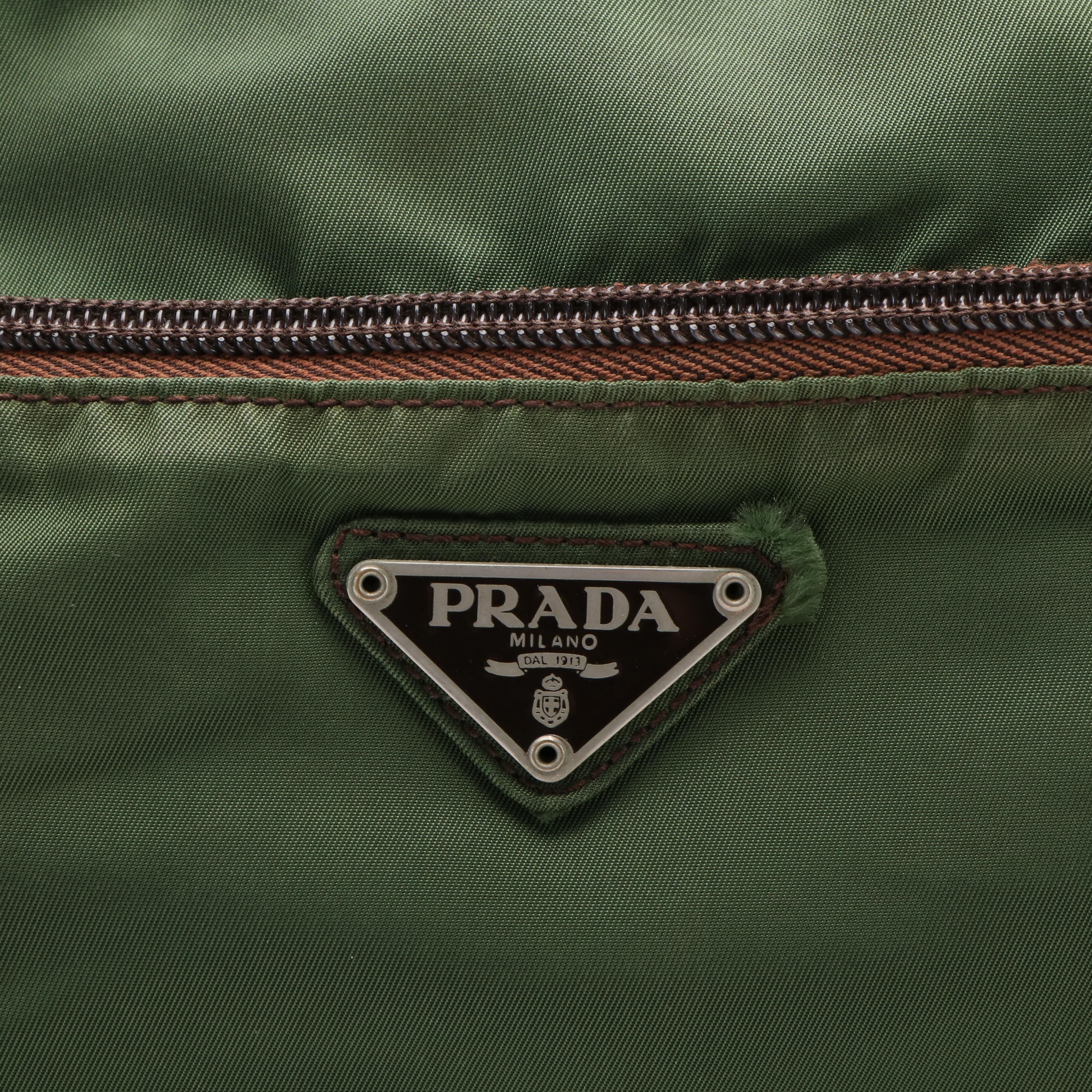 Prada Vela Tessuto Green Nylon Messenger Bag