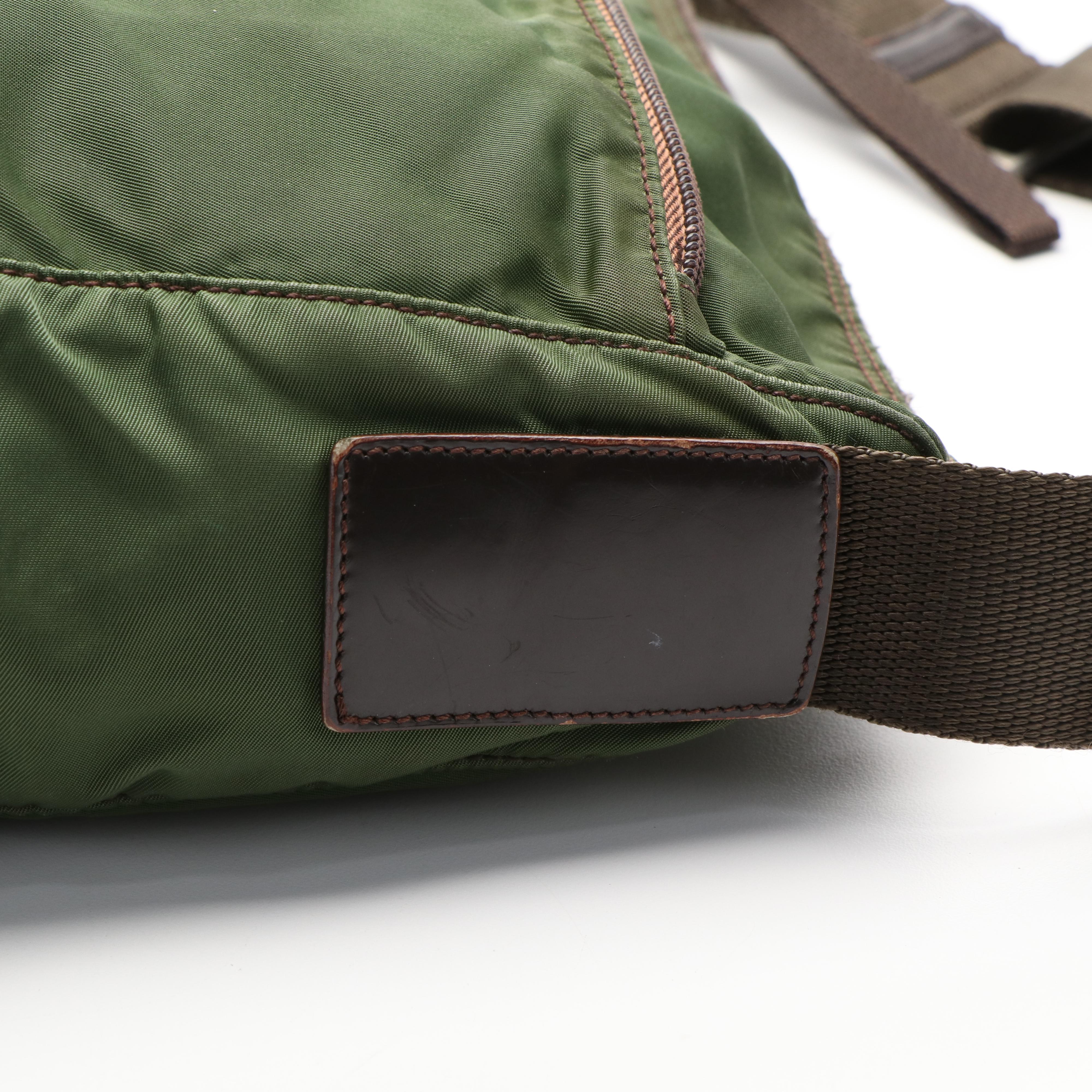 Prada Vela Tessuto Green Nylon Messenger Bag