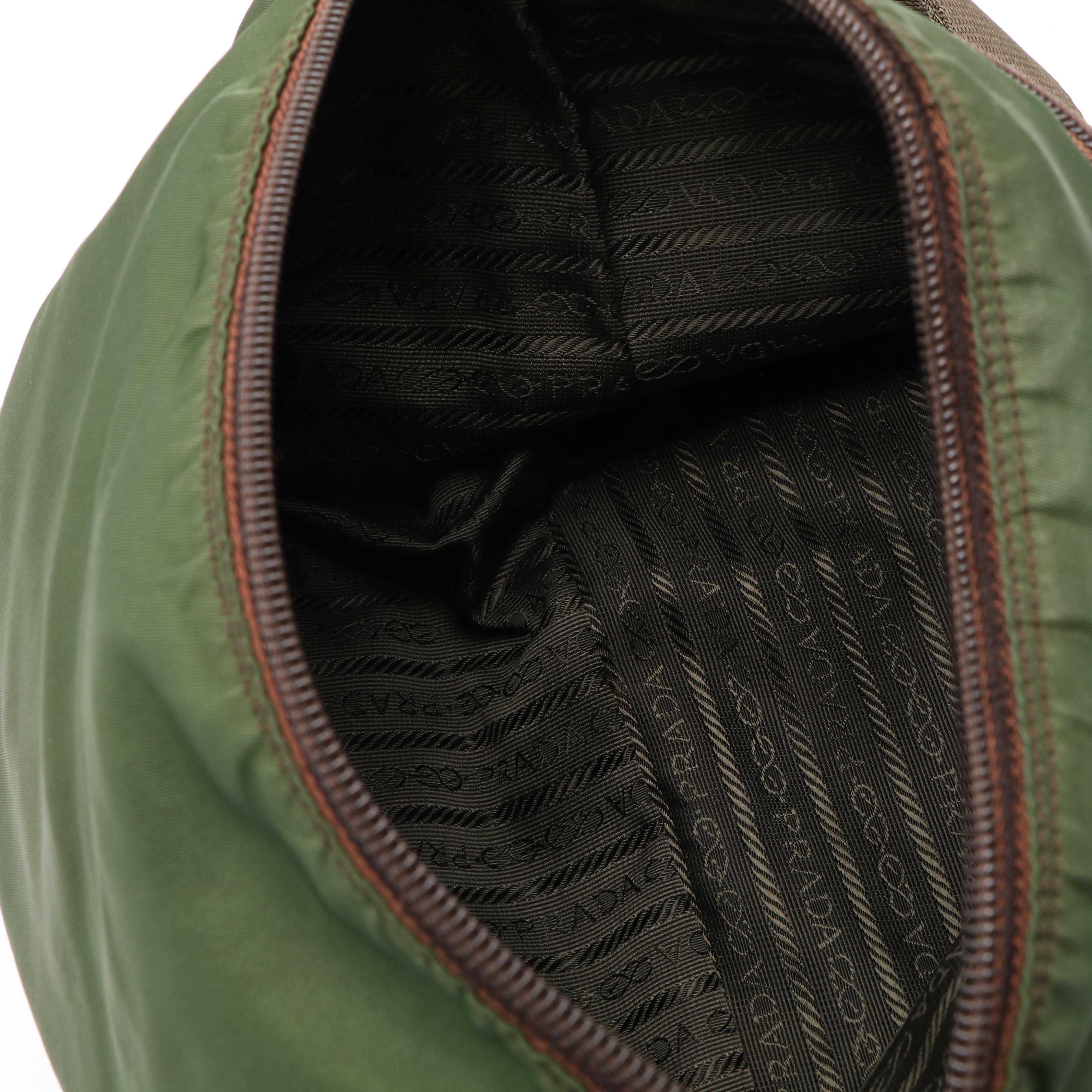Prada Vela Tessuto Green Nylon Messenger Bag
