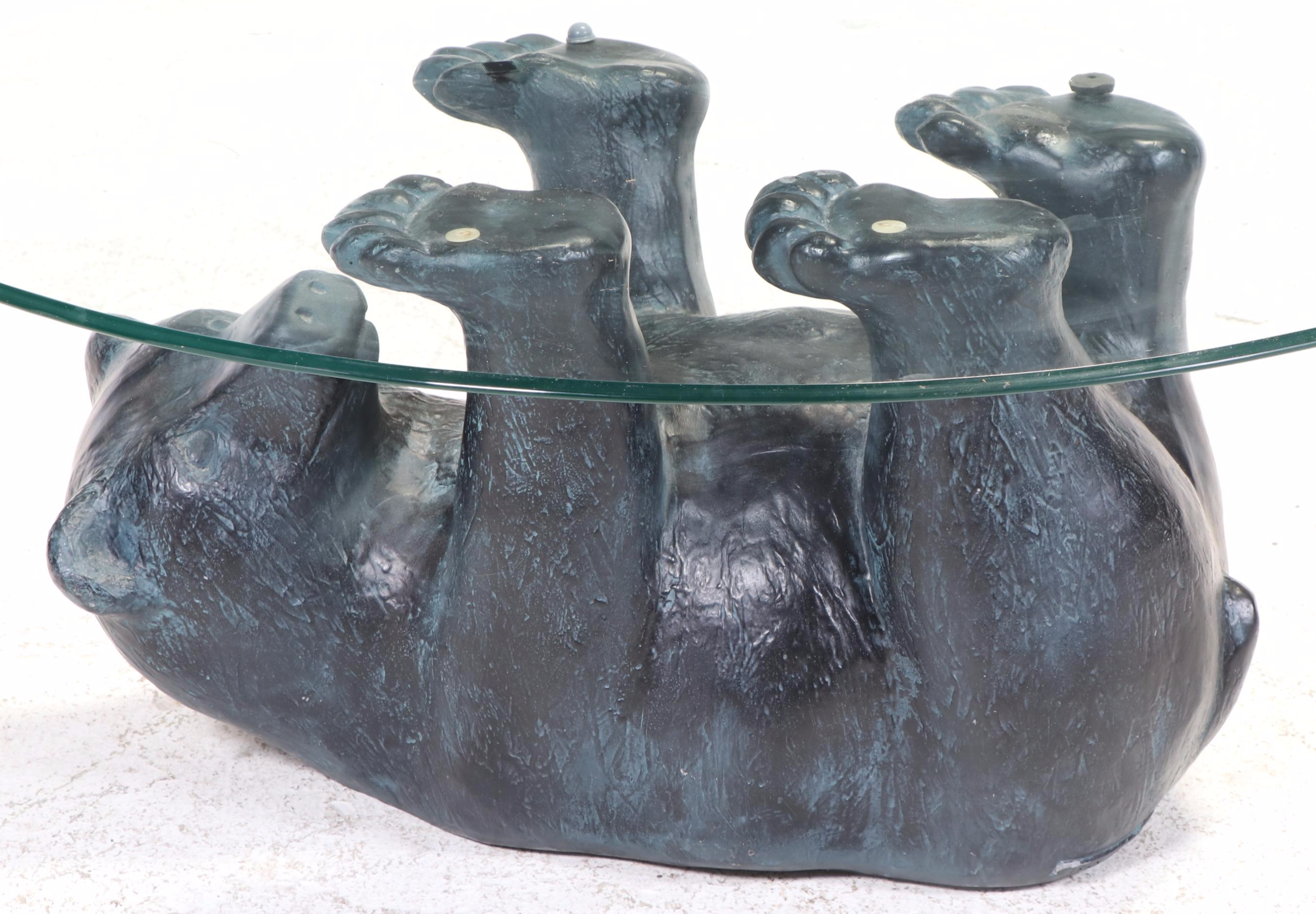 Bronze-Patinated Composite and Glass Top "Bear Cub" Coffee Table