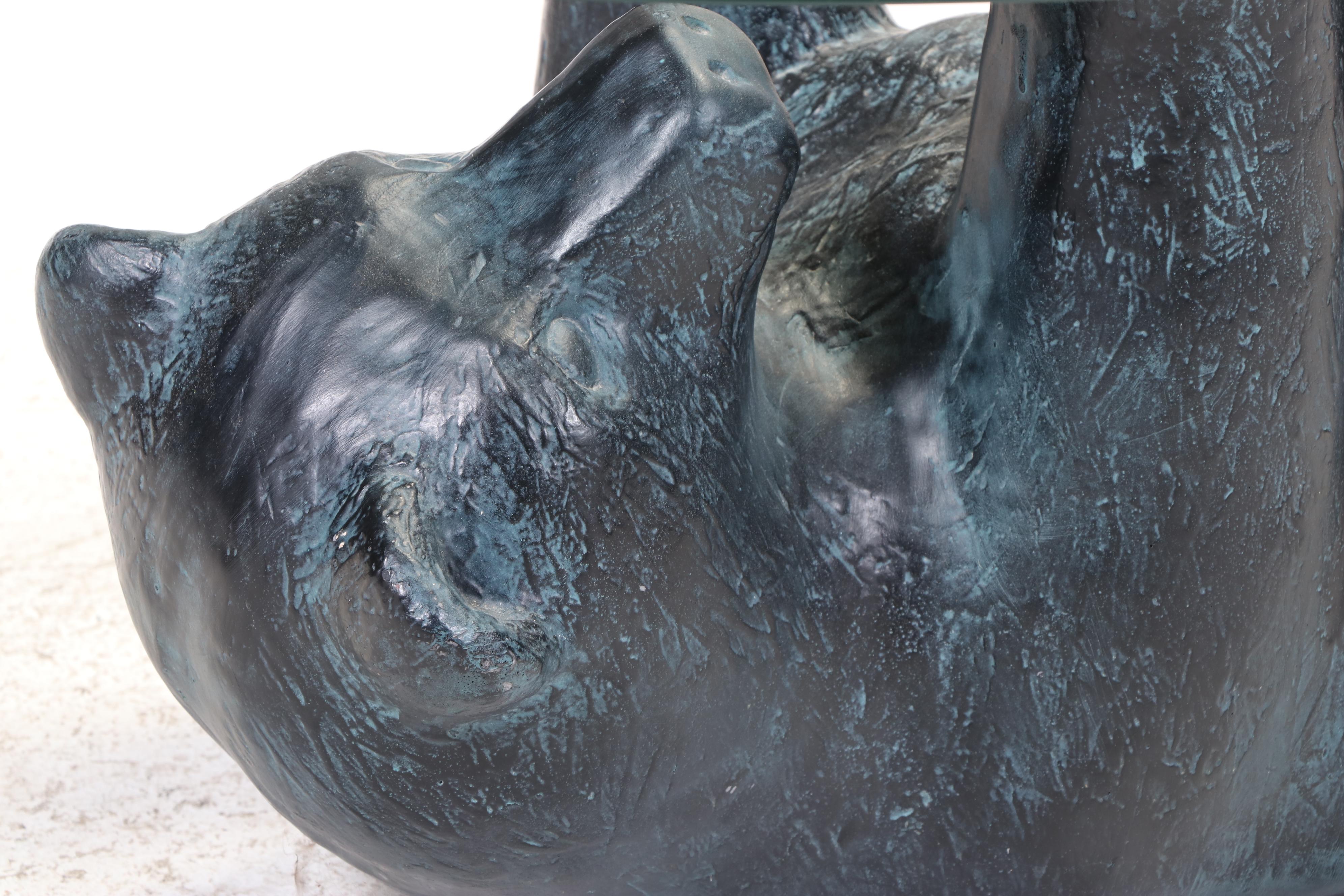 Bronze-Patinated Composite and Glass Top "Bear Cub" Coffee Table