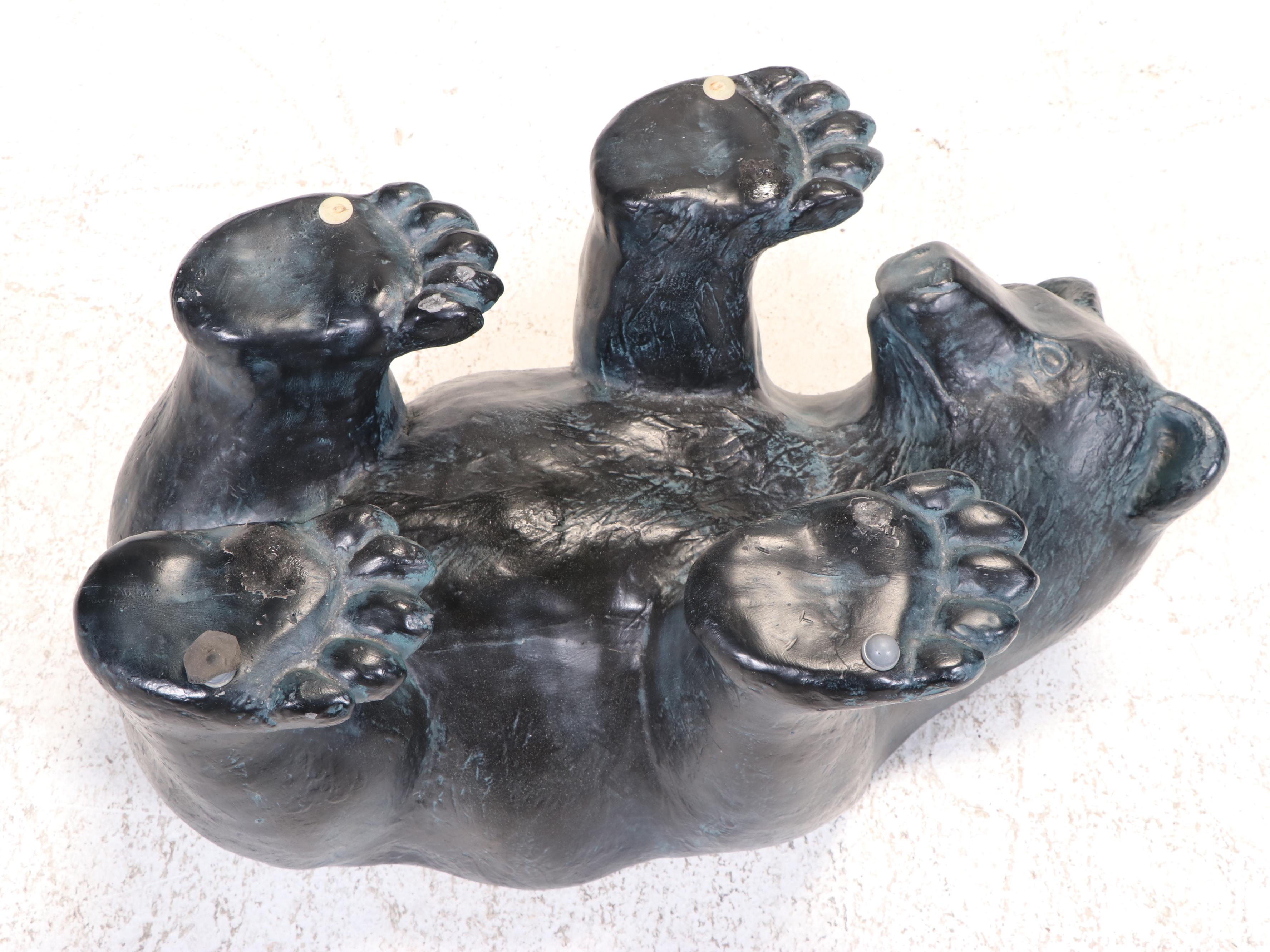 Bronze-Patinated Composite and Glass Top "Bear Cub" Coffee Table