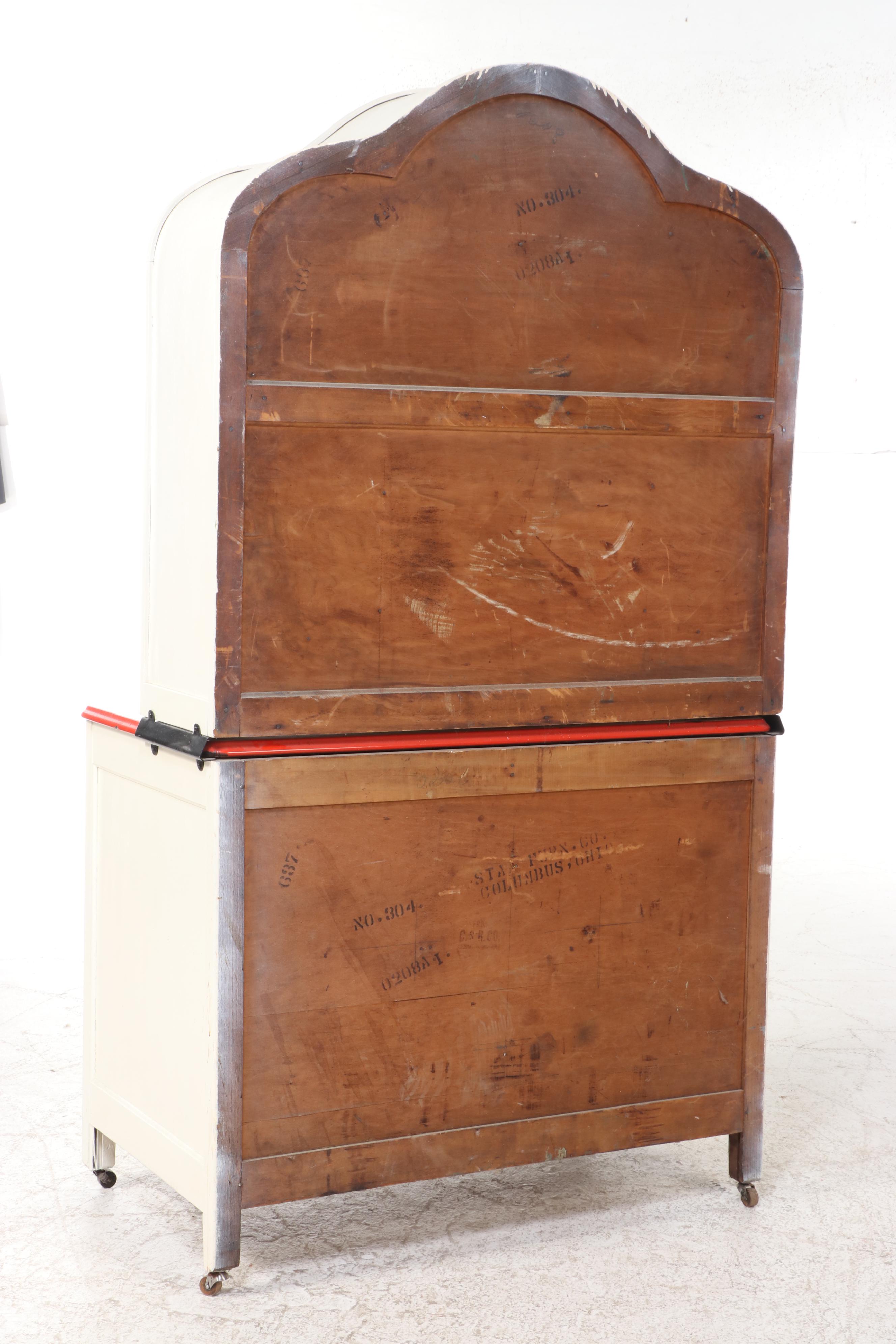 Art Deco White-Painted and Enamel-Top Kitchen Cabinet, circa 1930