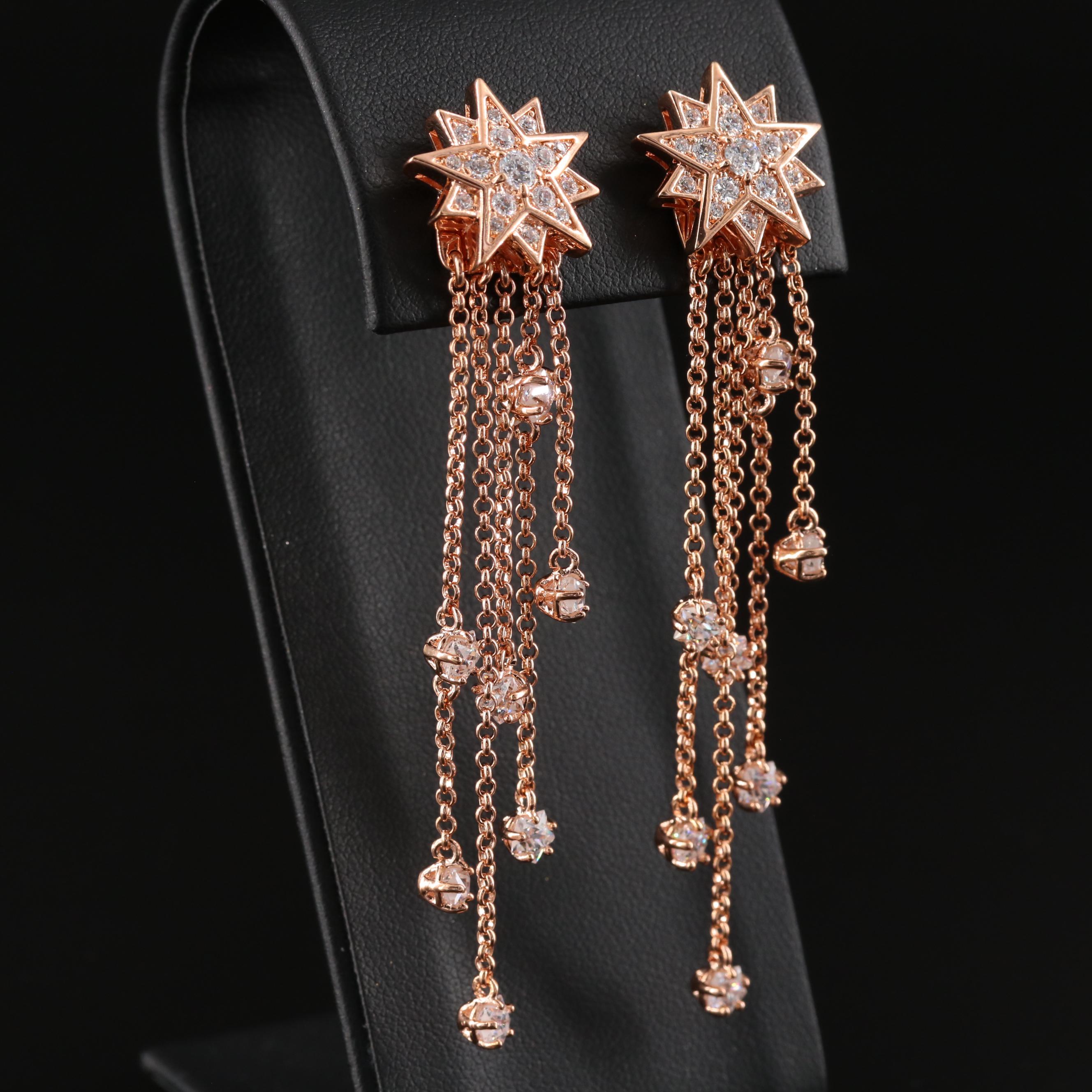 Atelier Swarovski Crystal Starburst Earrings with Waterfall Enhancers