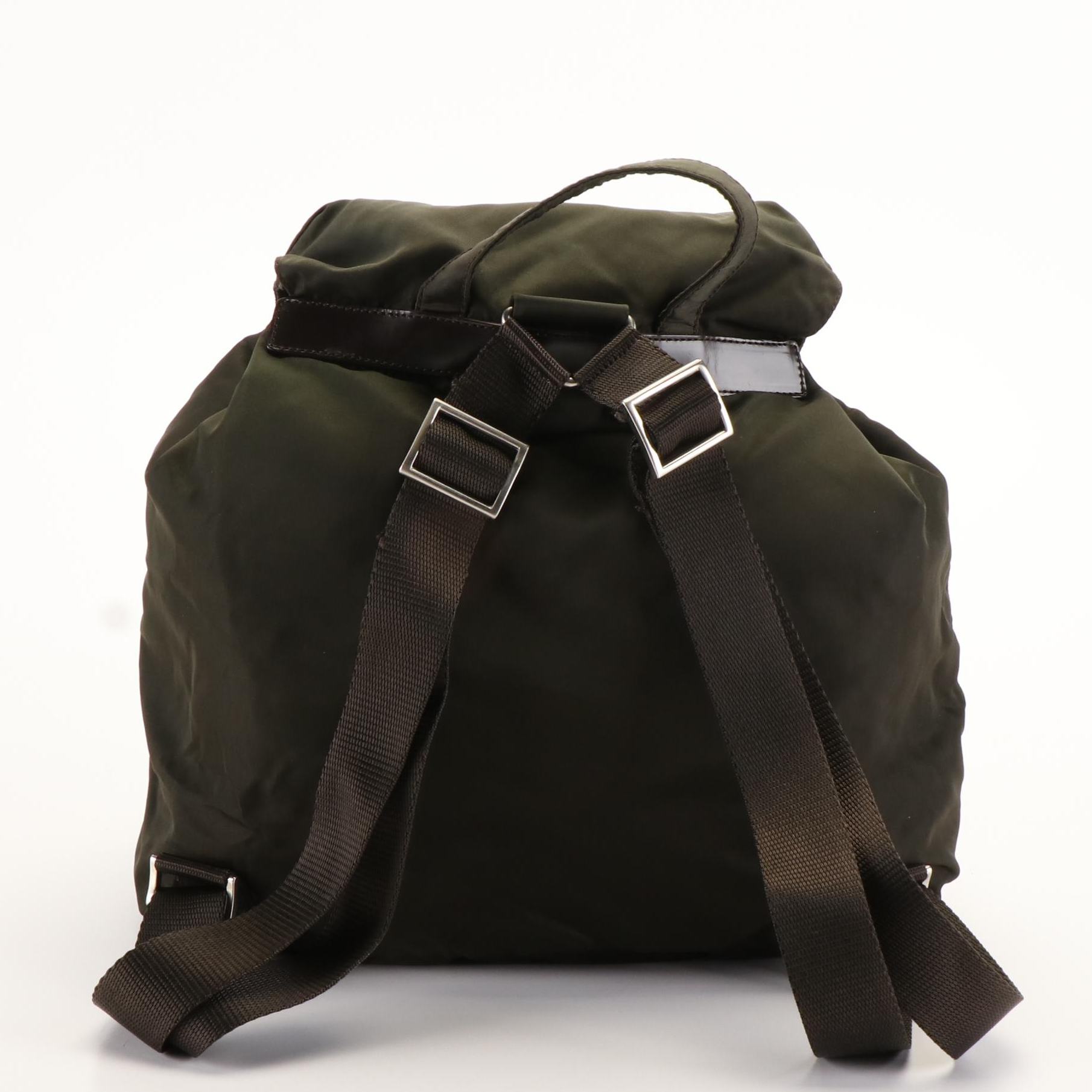 Prada Tessuto Khaki Nylon Drawstring Backpack