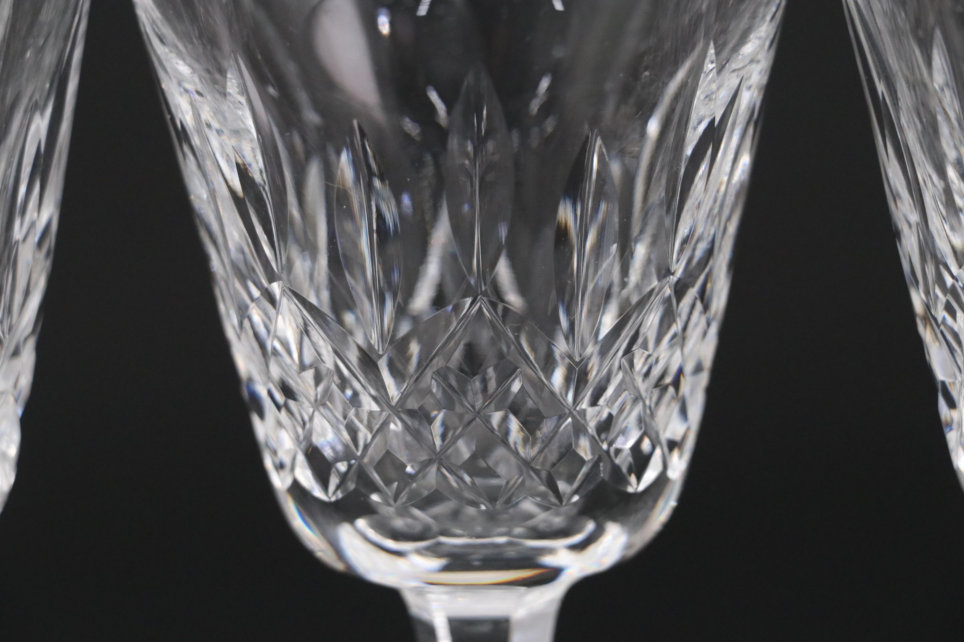 Waterford Crystal "Lismore" Claret Wine Glasses, Mid to Late 20th Century