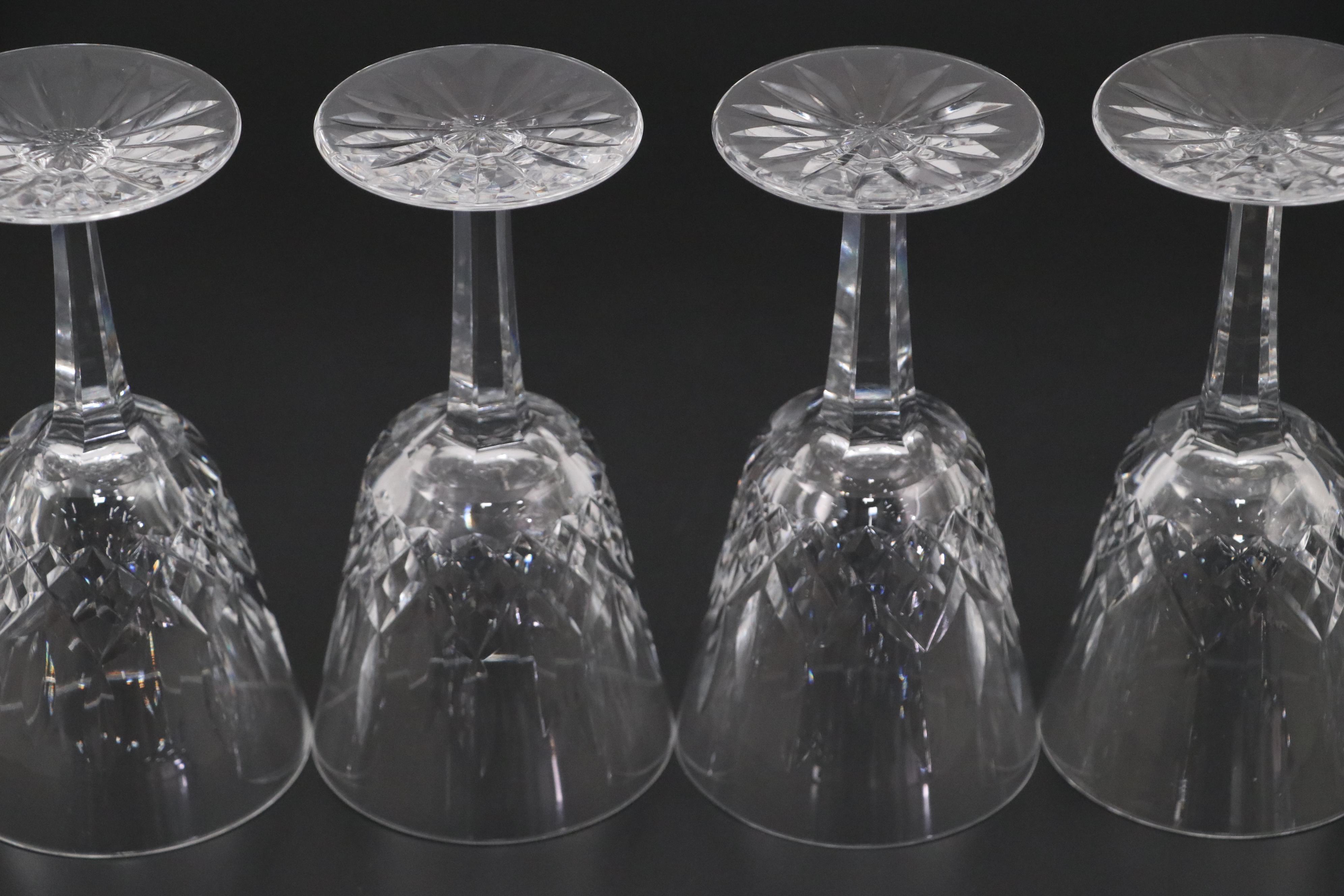 Waterford Crystal "Lismore" Claret Wine Glasses, Mid to Late 20th Century