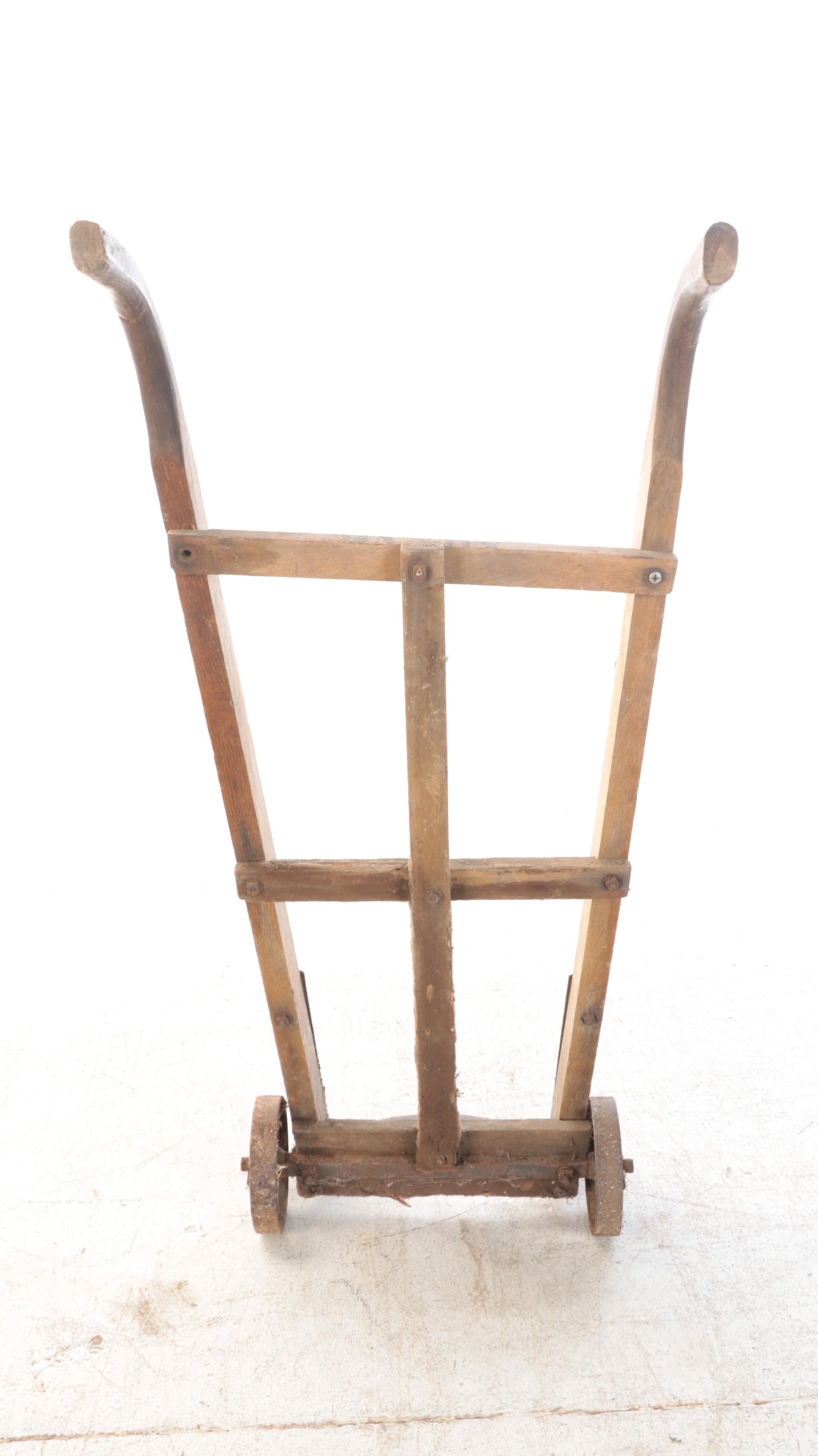 Pair of Hand Scythes with Dandy Hand Truck, Early to Mid-20th Century