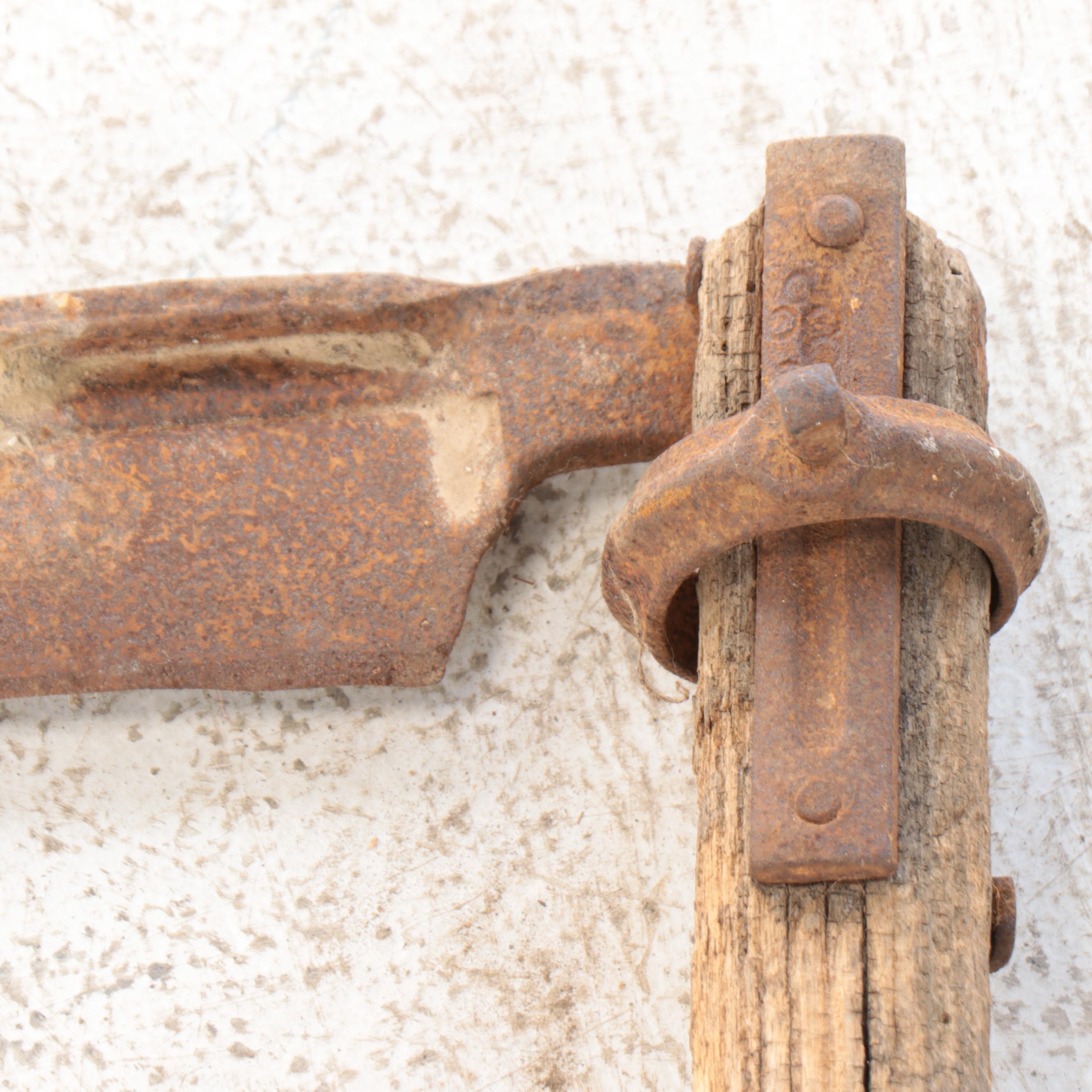 Pair of Hand Scythes with Dandy Hand Truck, Early to Mid-20th Century