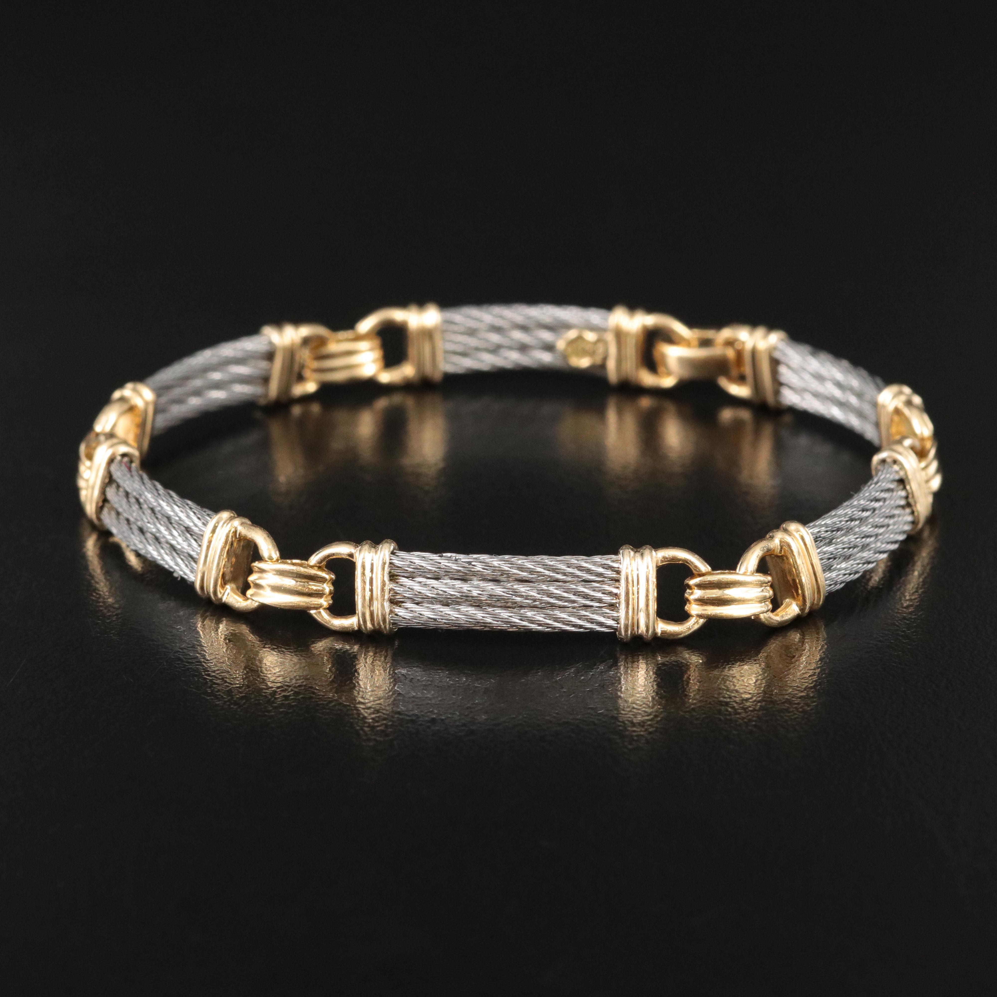 Charriol 18K and Stainless Steel Triple Row Cable Bracelet