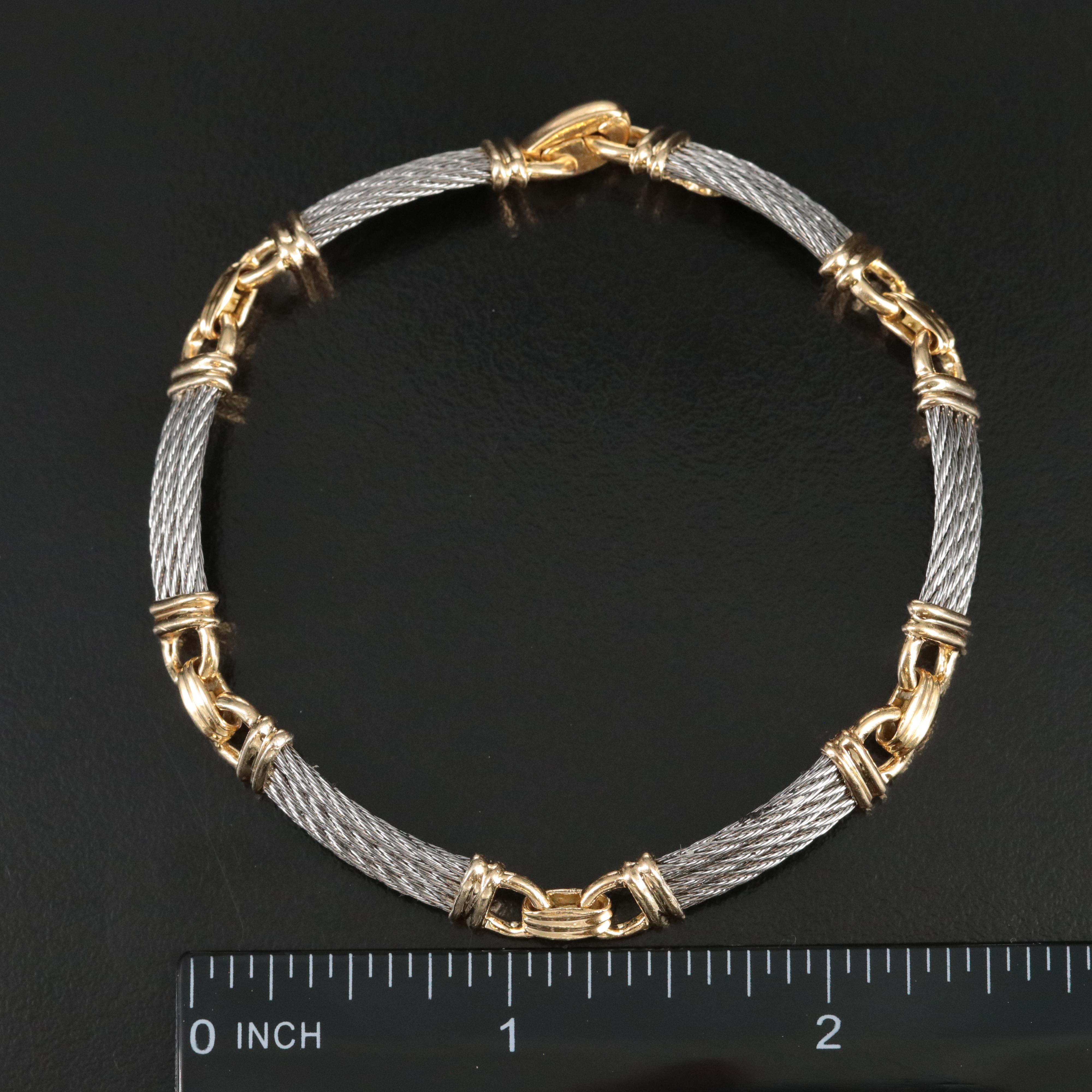 Charriol 18K and Stainless Steel Triple Row Cable Bracelet