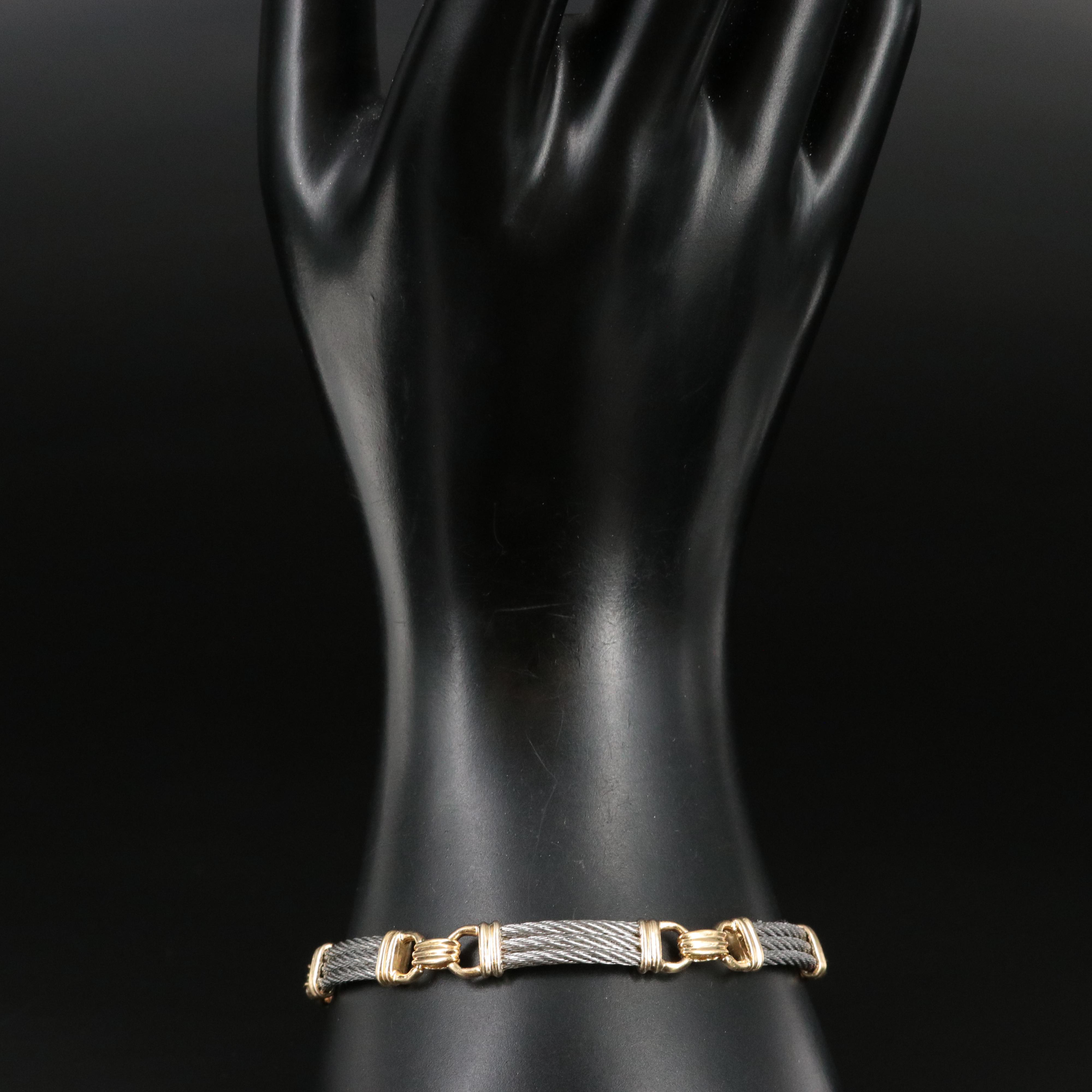 Charriol 18K and Stainless Steel Triple Row Cable Bracelet