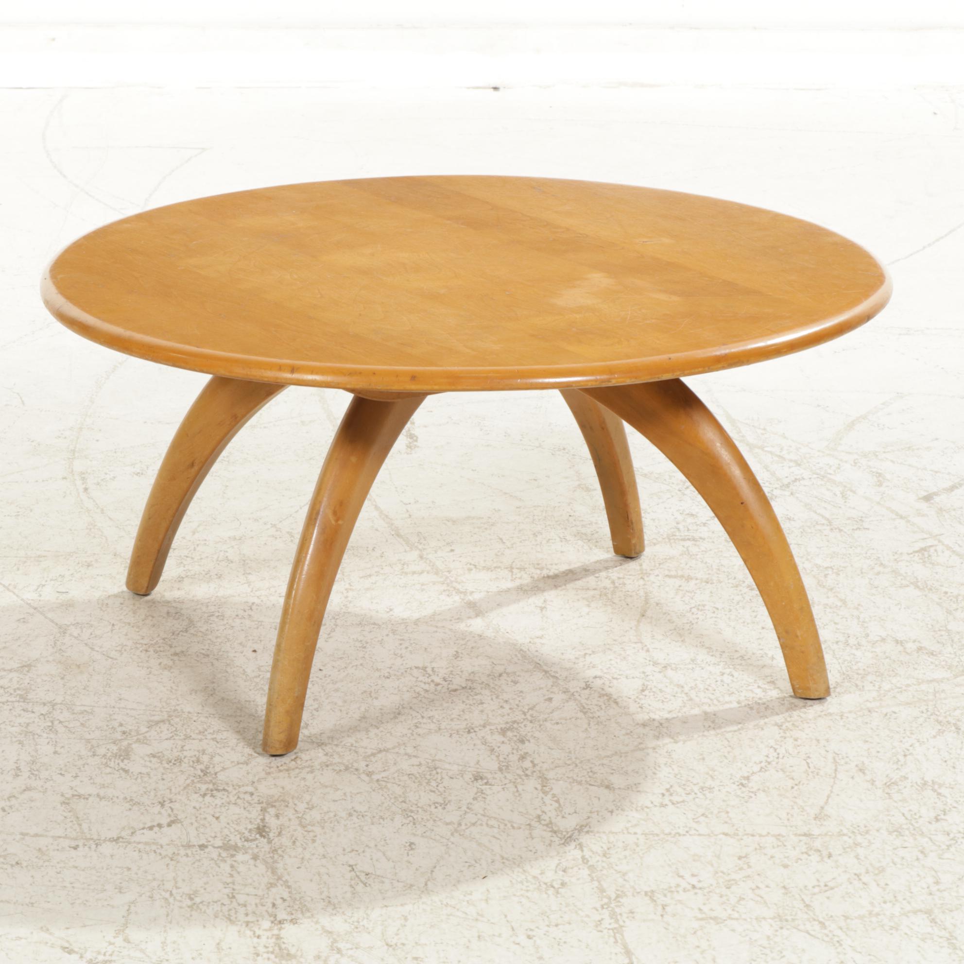 Heywood-Wakefield Round Maple Coffee Table, Mid 20th Century