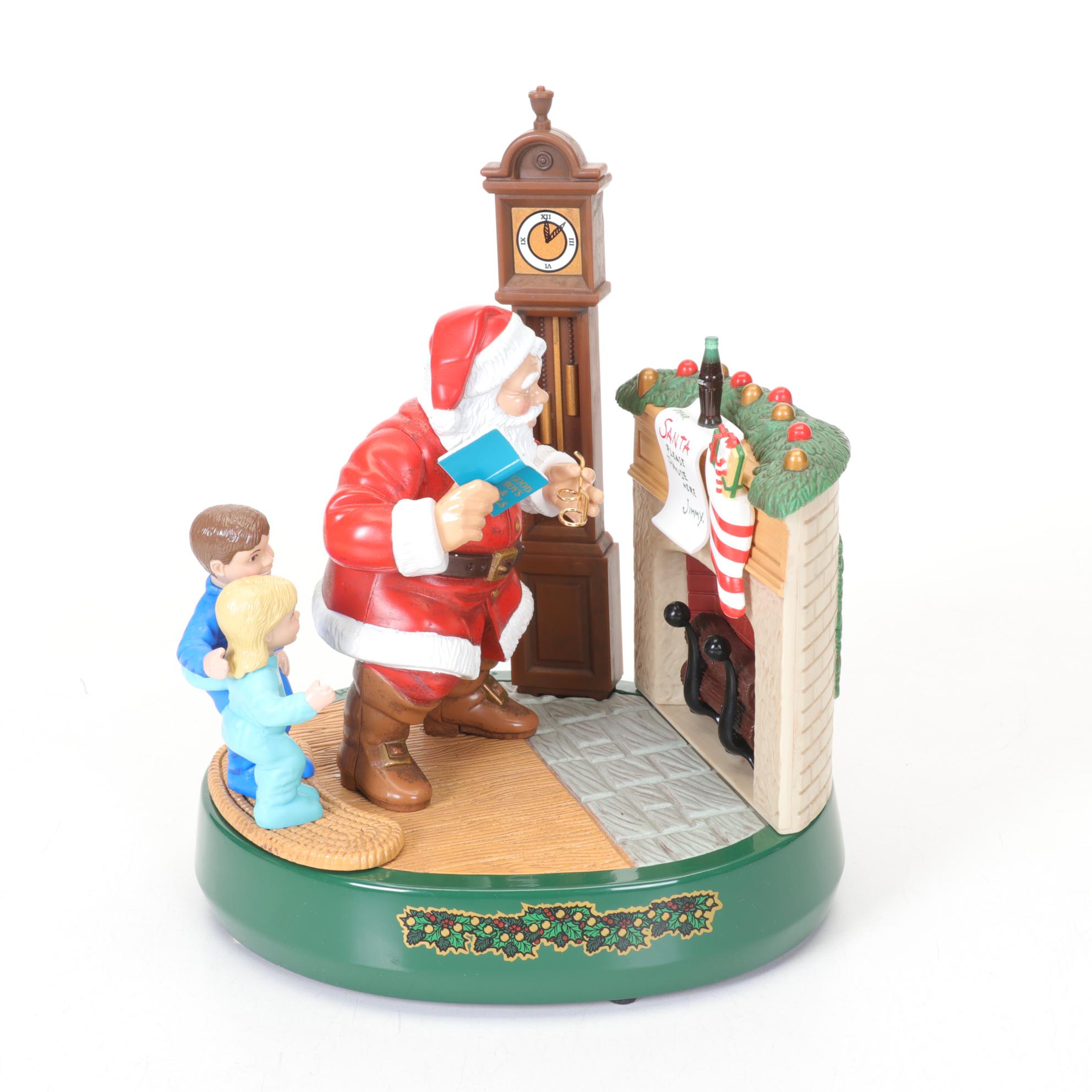 Coca-Cola Christmas Decorations with Three Banks, a Figurine, and a Bobblehead