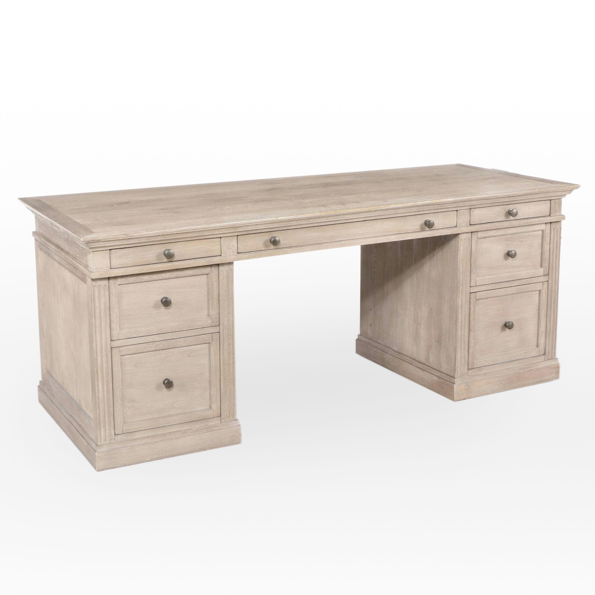 Pottery Barn "Livingston" Meranti Wood Executive's Desk in Grey Wash
