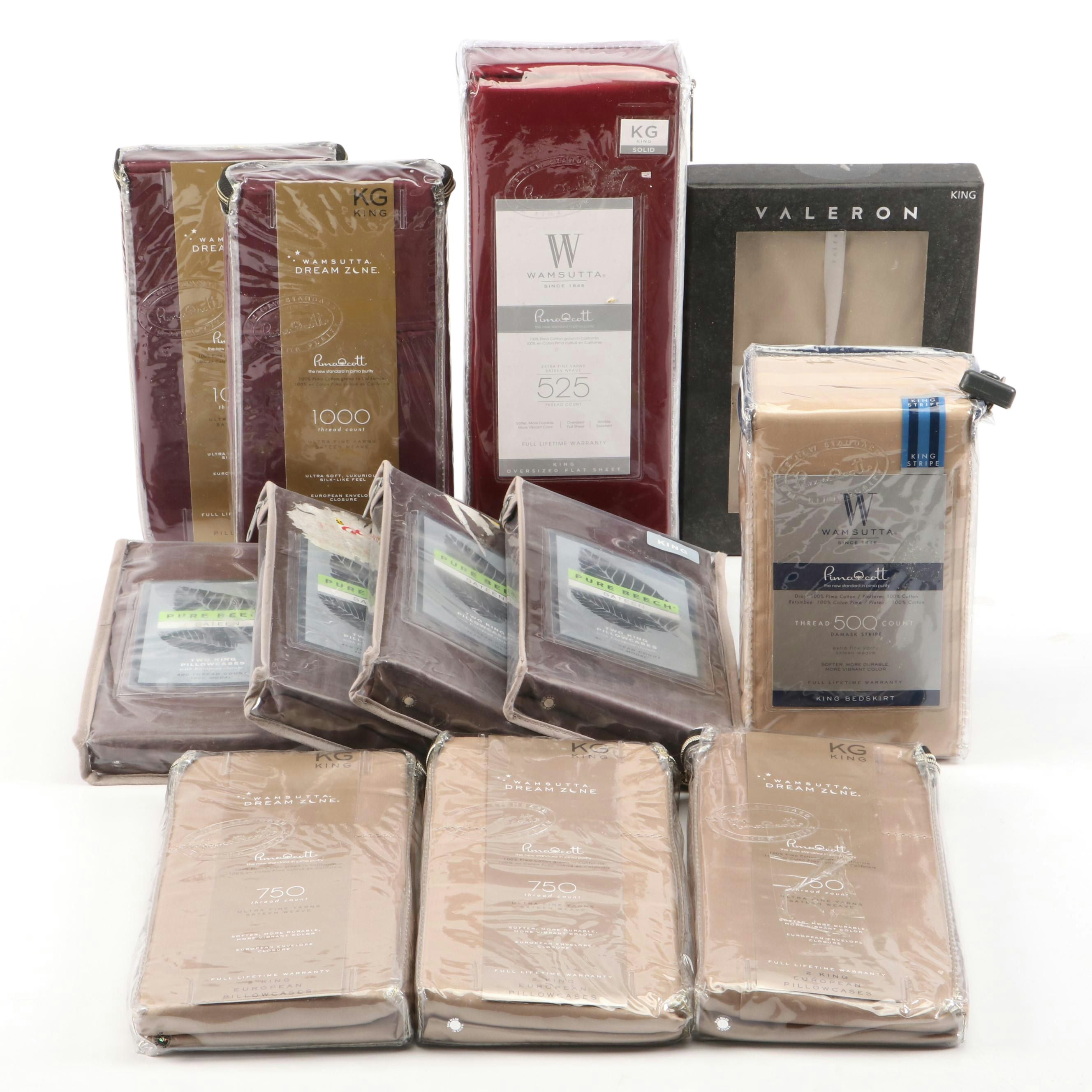 Wamsutta Cotton King Flat Sheet and Pillowcases with Other Bedding