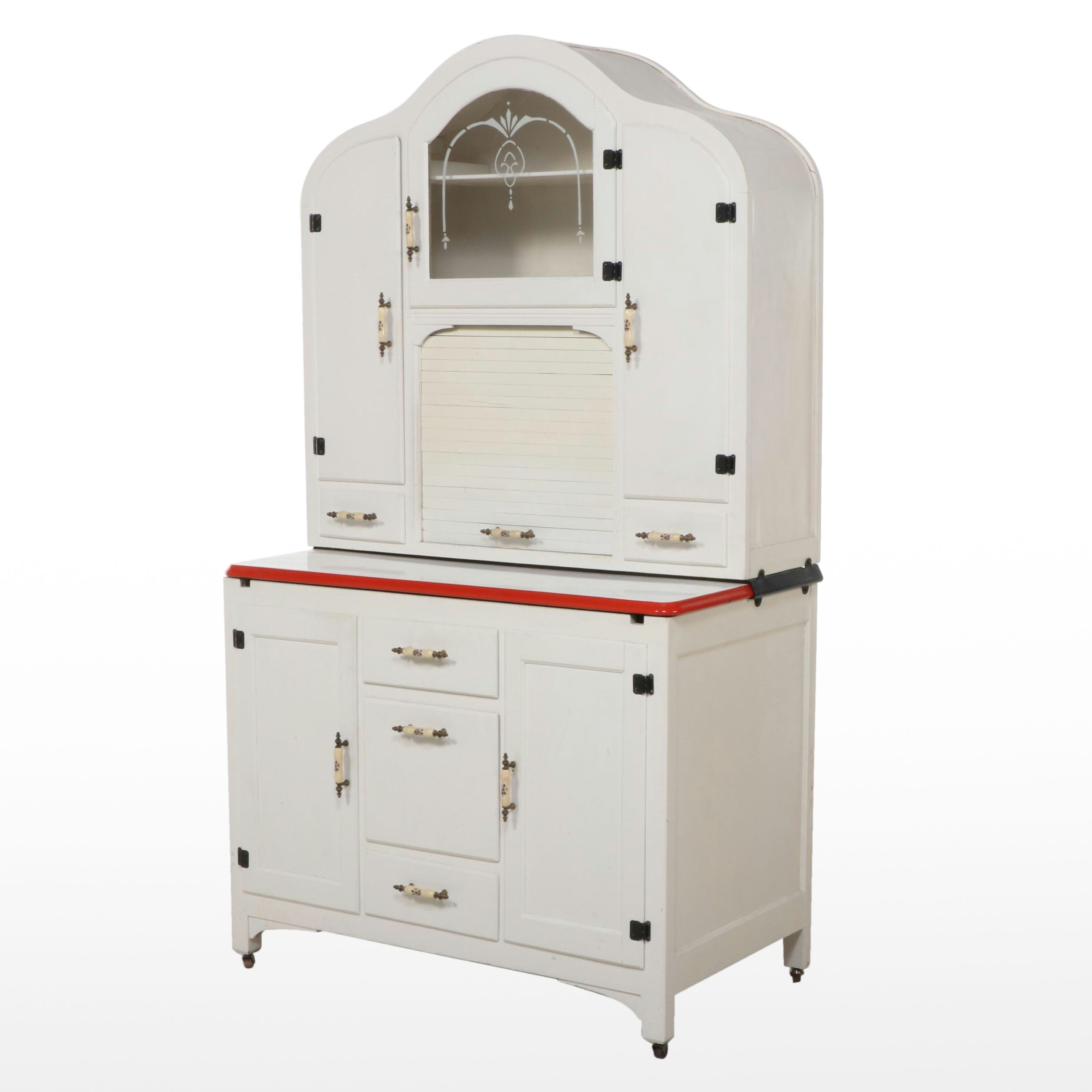 Art Deco White-Painted and Enamel-Top Kitchen Cabinet, circa 1930
