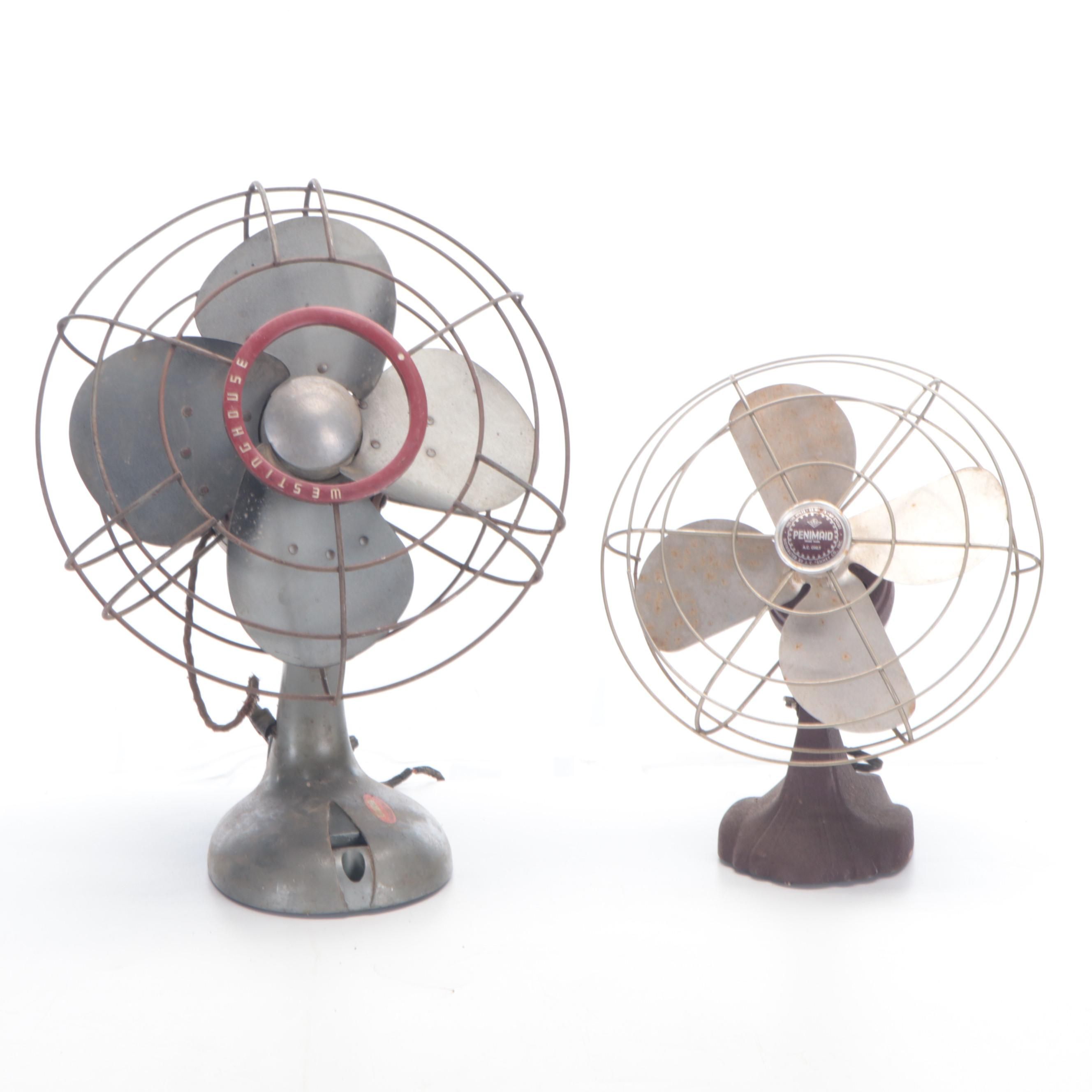 Westinghouse and J.C. Penney Metal Desk Fans, Early/ Mid-20th Century