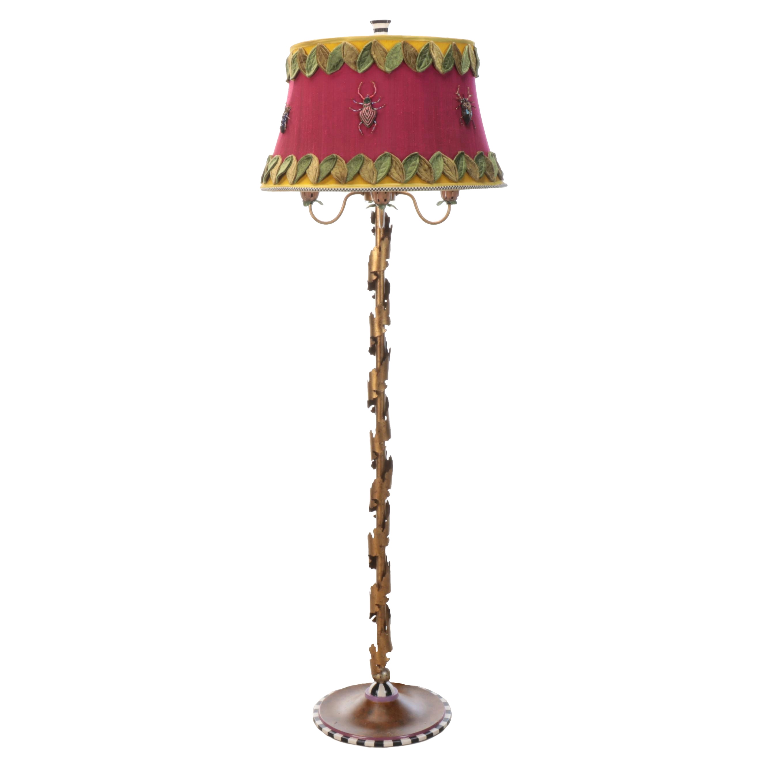 MacKenzie-Childs "Paradise" Floor Lamp with Beaded Beetle Shade, 21st Century