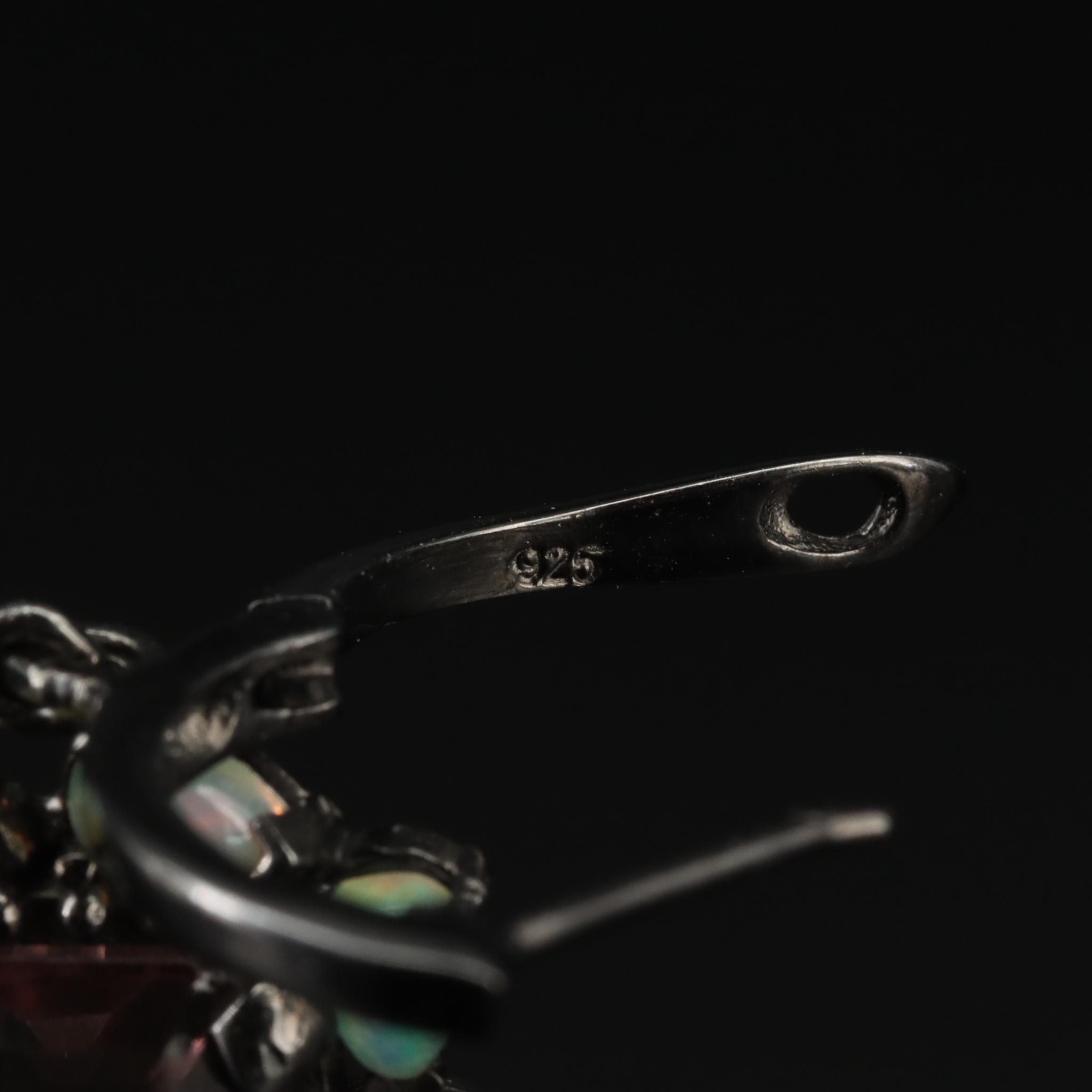 Sterling Amethyst and Opal Pendant Earrings