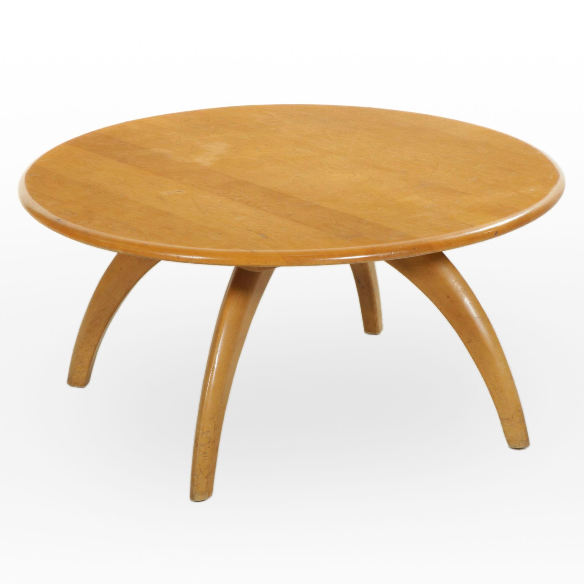 Heywood-Wakefield Round Maple Coffee Table, Mid 20th Century